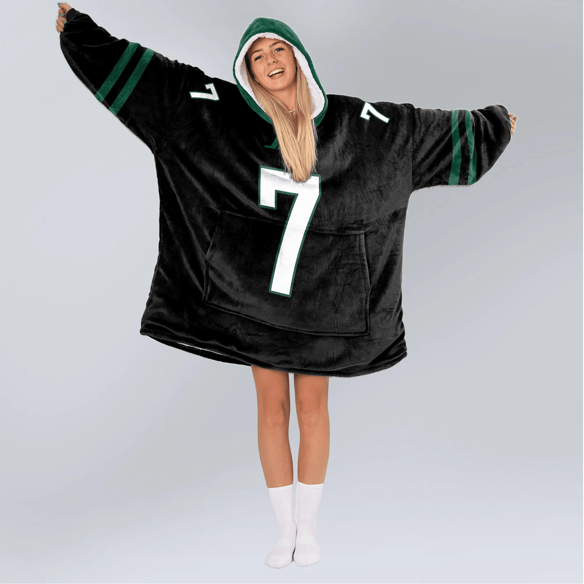 Adult J.F 7 New York J Football Unisex Blanket Hoodie