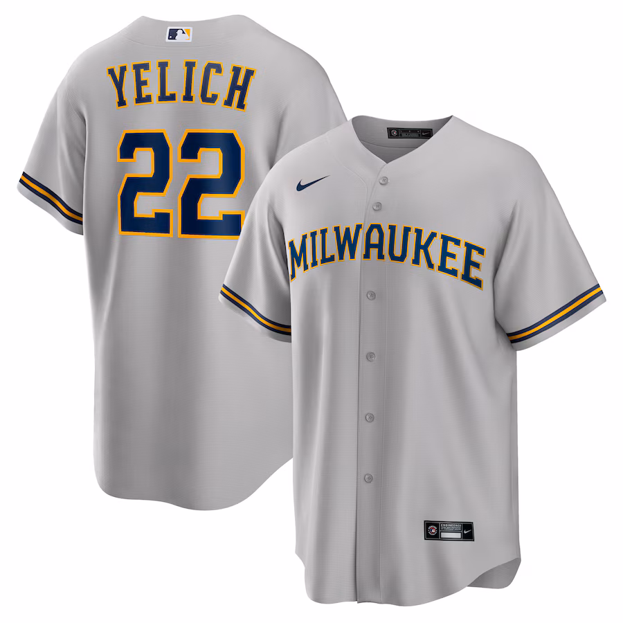 Men's Milwaukee Brewers Gray Alternate Vapor Premier Elite Patch Jersey