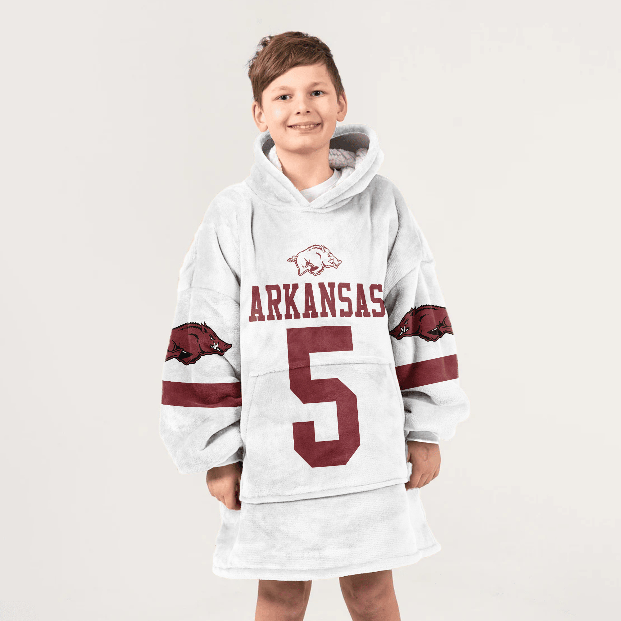 Kid #5 Arkansas Football Unisex Blanket Hoodie