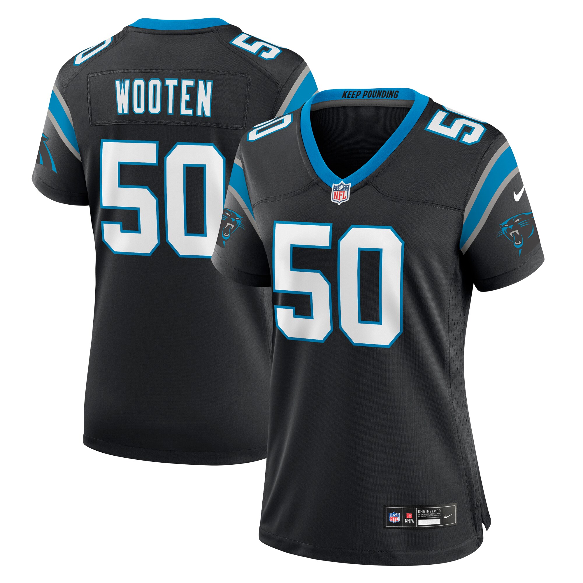 Chandler Wooten Carolina Panthers  Women's Team Game Jersey - Black