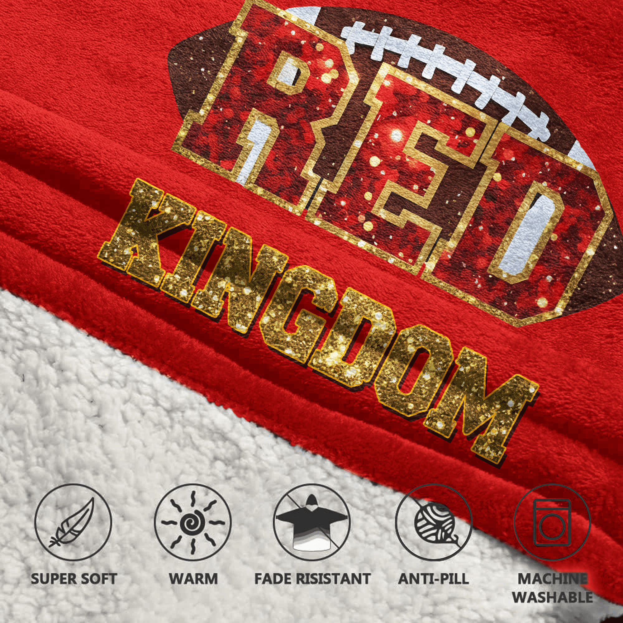 Red Kingdom Kansas City Football Unisex Blanket Hoodie