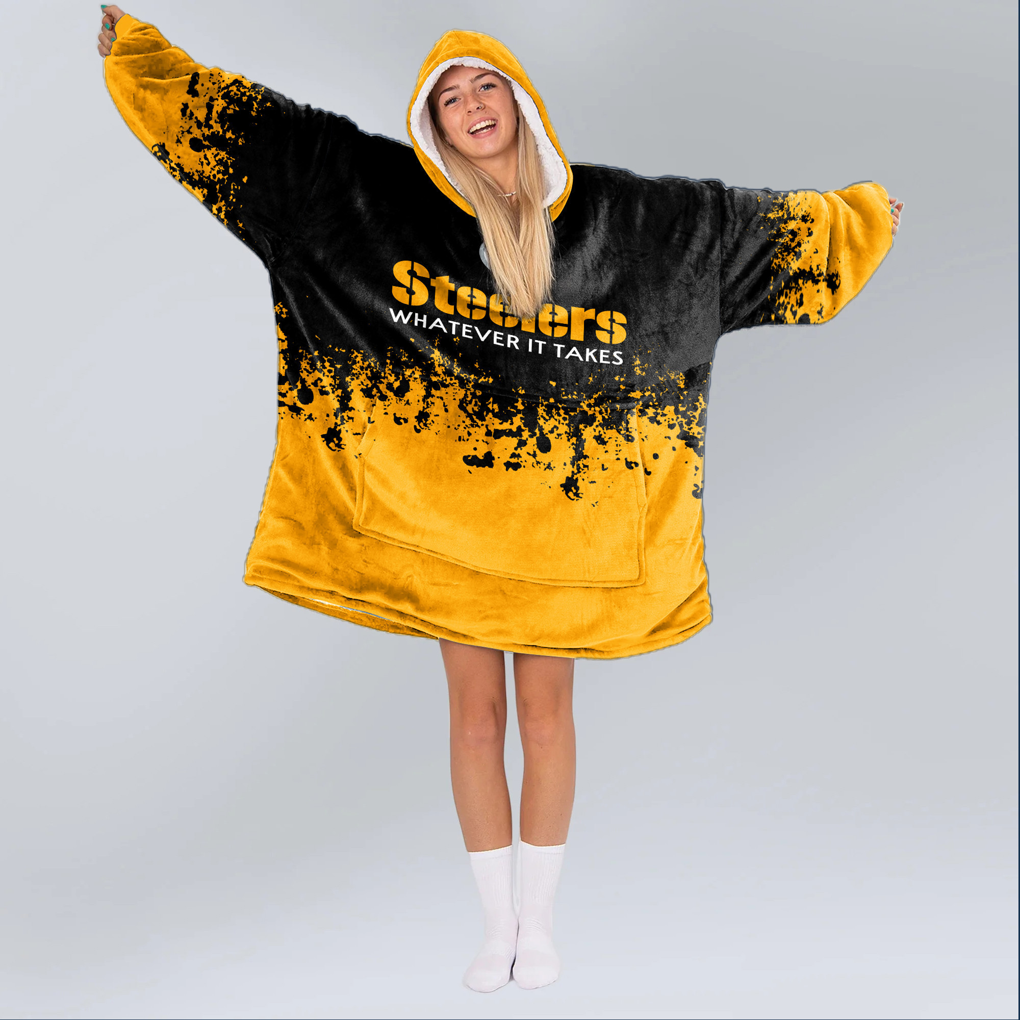 Adult Terrible Towel Pittsburgh Football Unisex Blanket Hoodie