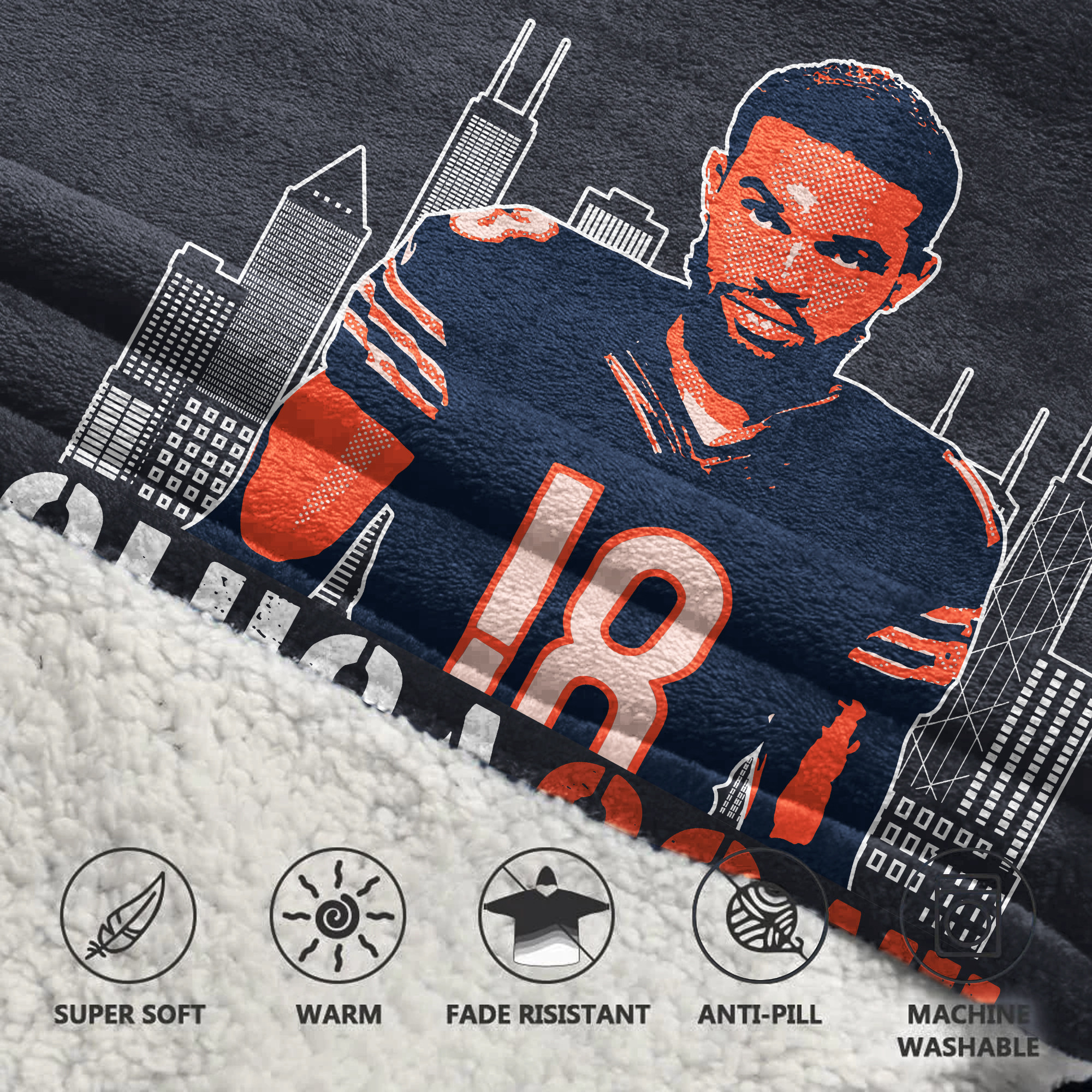 Adult Chicagoat CW 18 Chicago Football Unisex Blanket Hoodie