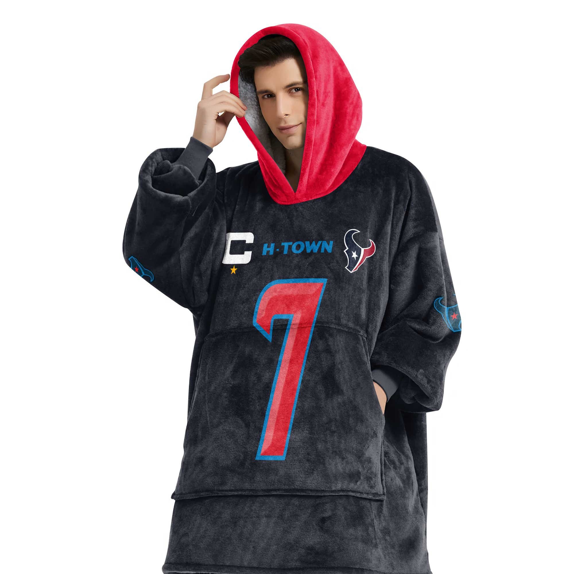 Adult Captain C.S 7 Houston Football Unisex Blanket Hoodie