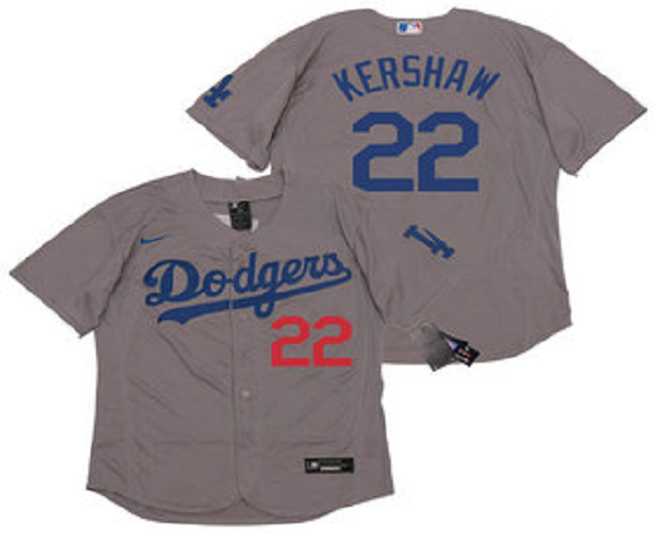 Men's Los Angeles Dodgers #22 Clayton Kershaw Gray Alternate Stitched MLB Flex Base  Jersey