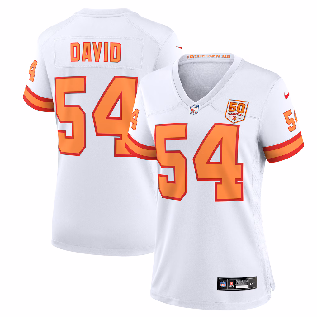 Lavonte David #54 '76 Tampa Bay Buccaneers Women's 50th Season Game Jersey - White