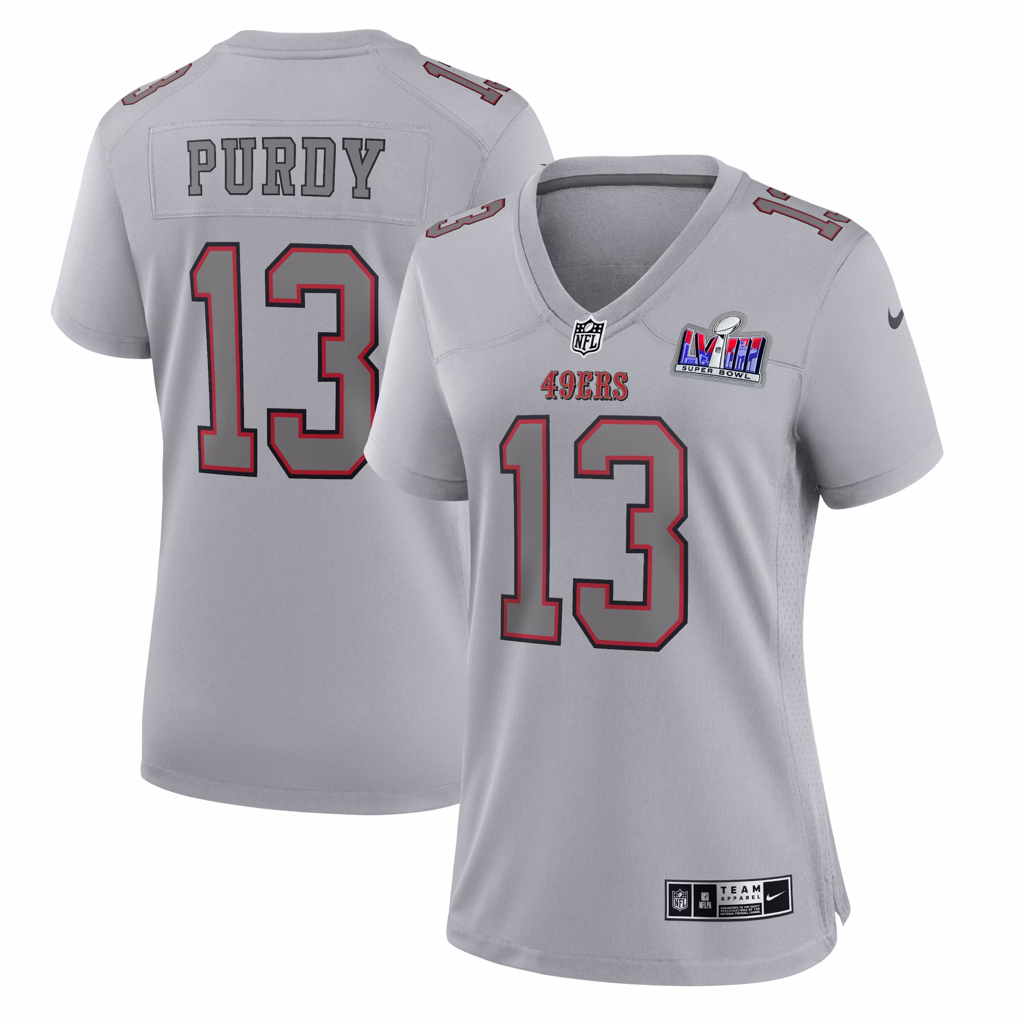Brock Purdy San Francisco 49ers  Women's 2023 Super Bowl LVIII Atmosphere Fashion Game Jersey - Gray