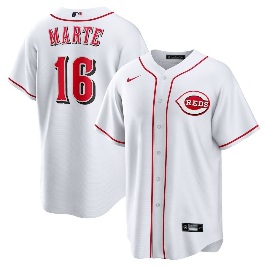 Men's #16 Noelvi Marte Cincinnati Reds  Home White Jersey