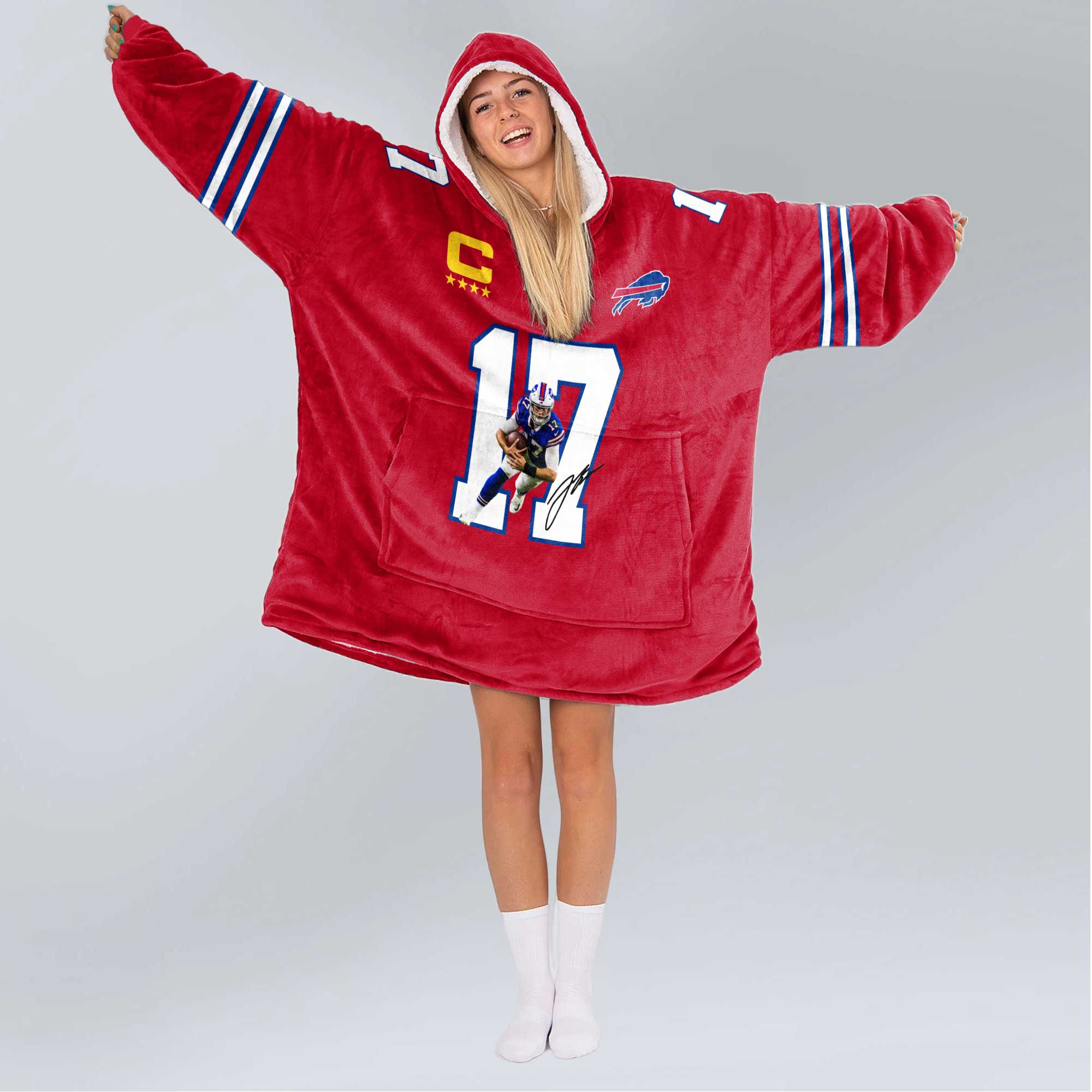 Captain J.A 17 Buffalo Football Unisex Blanket Hoodie