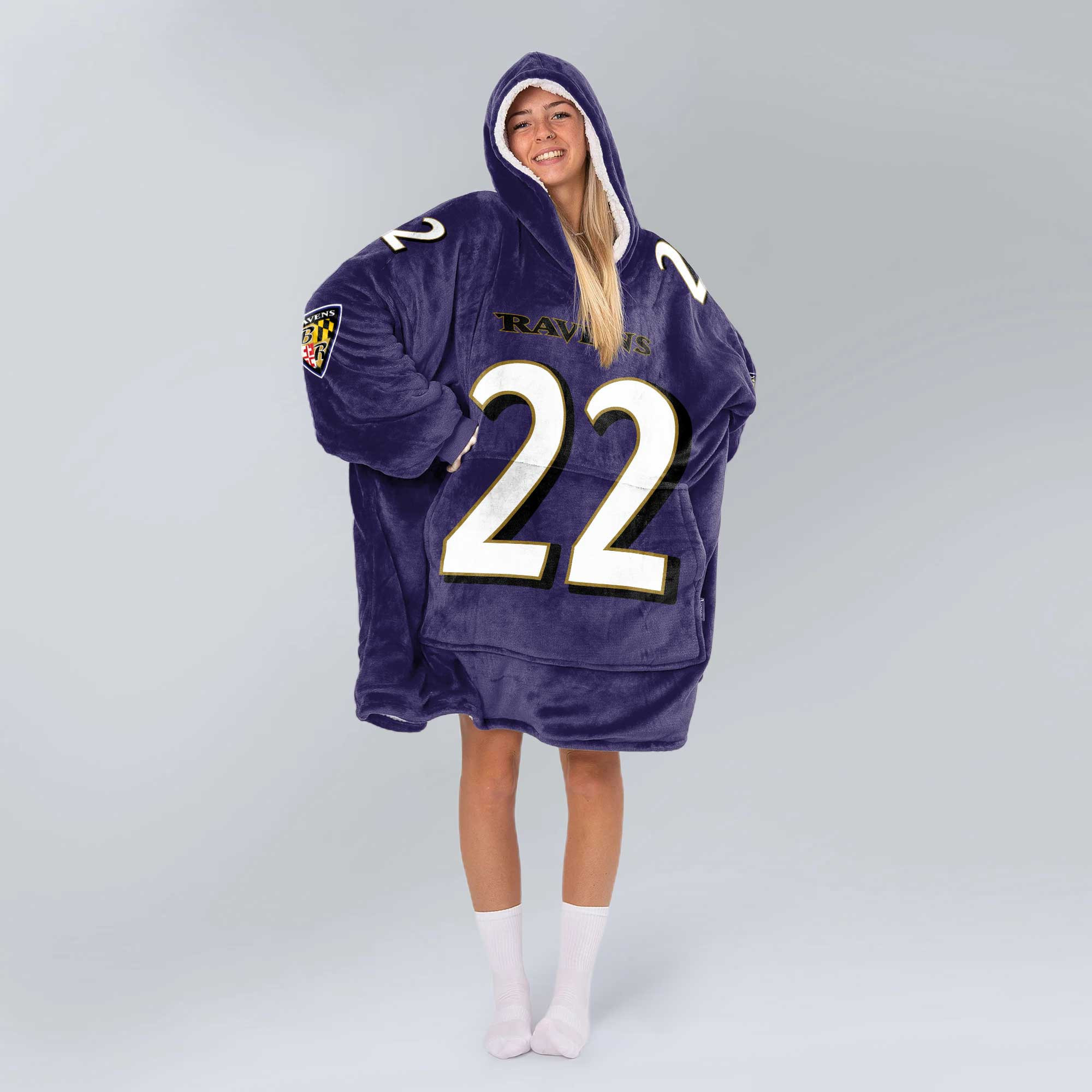 Adult 22 Baltimore Football Unisex Blanket Hoodie