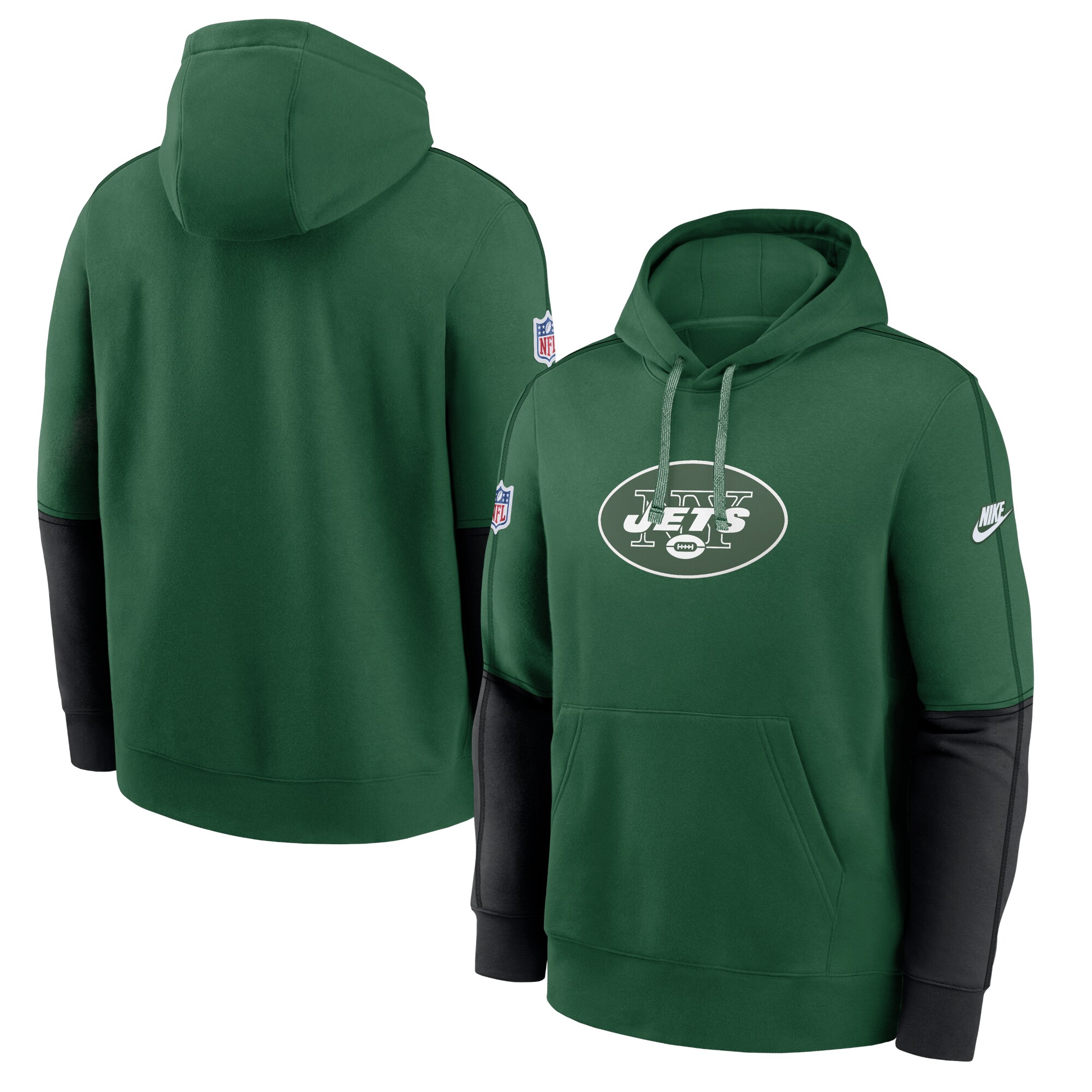 New York Jets  Throwback Logo Club Tri-Blend Pullover Hoodie - Green