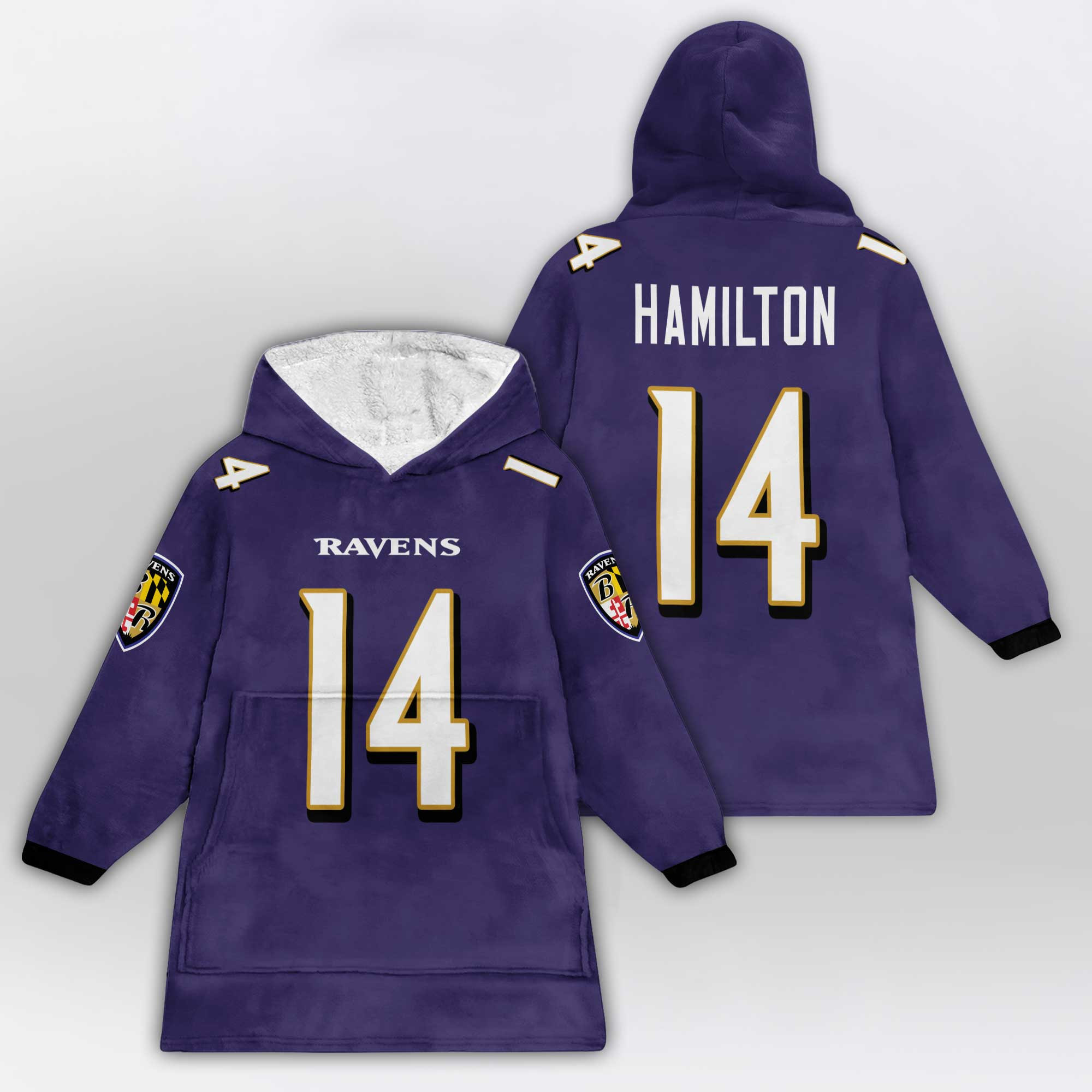 Adult 14 Baltimore Football Unisex Blanket Hoodie