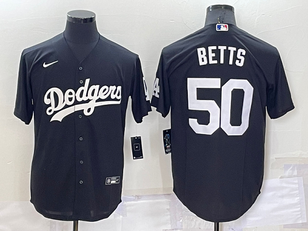 Men's  Los Angeles Dodgers #50 Mookie Betts Black Stitched MLB Cool Base Jersey