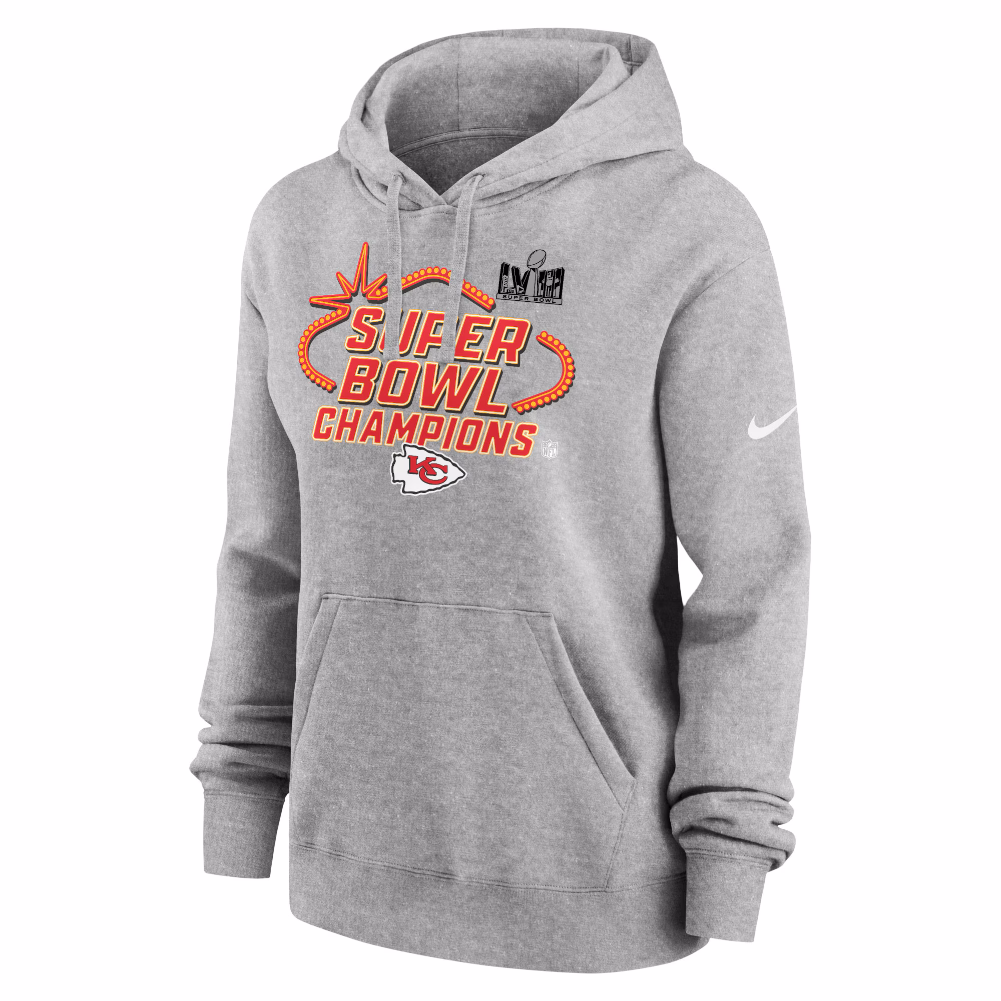 Kansas City Chiefs Women's Super Bowl LVIII Champions Locker Room Trophy Collection Pullover Hoodie - Heather Gray