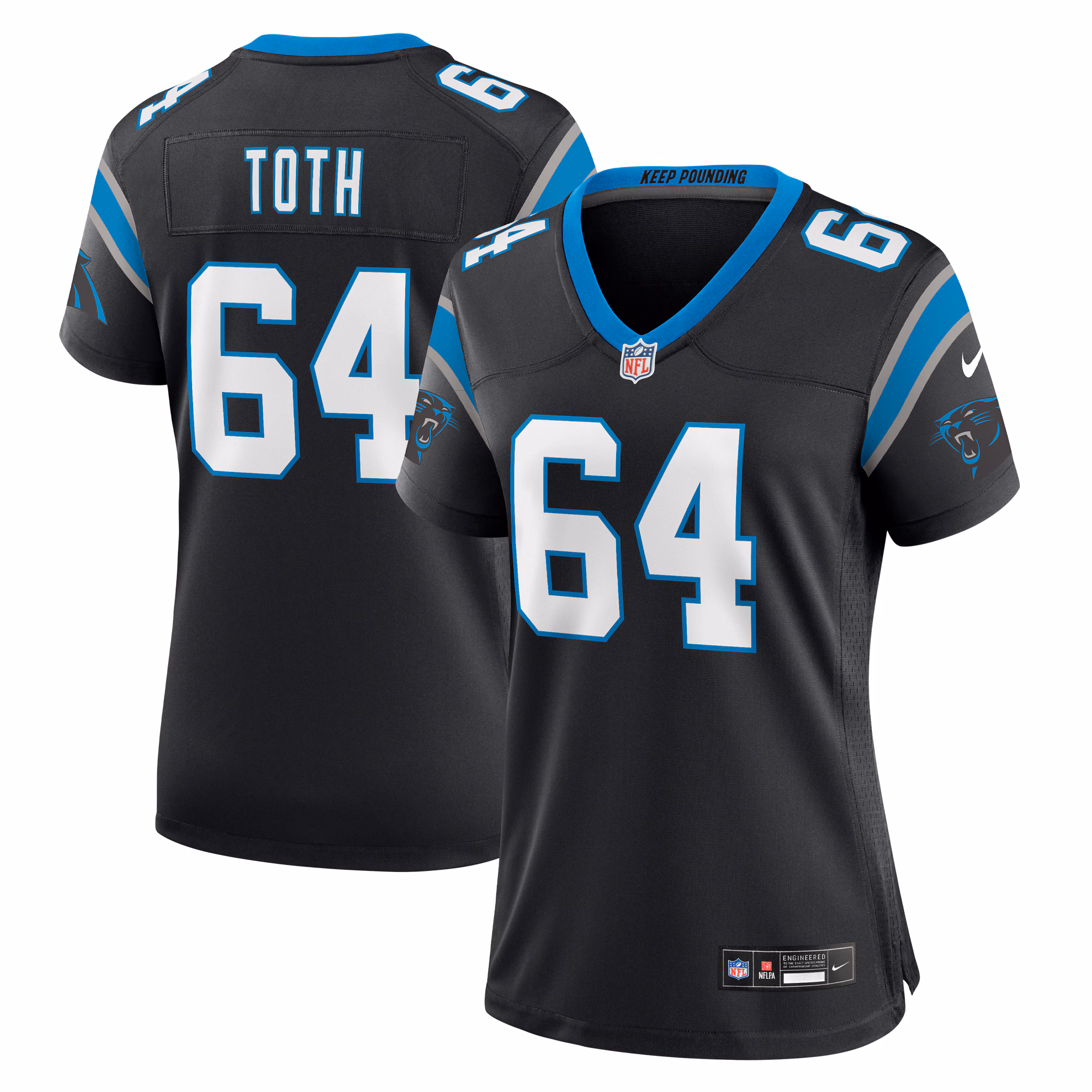 Brett Toth Carolina Panthers Women's  Game Jersey -  Black