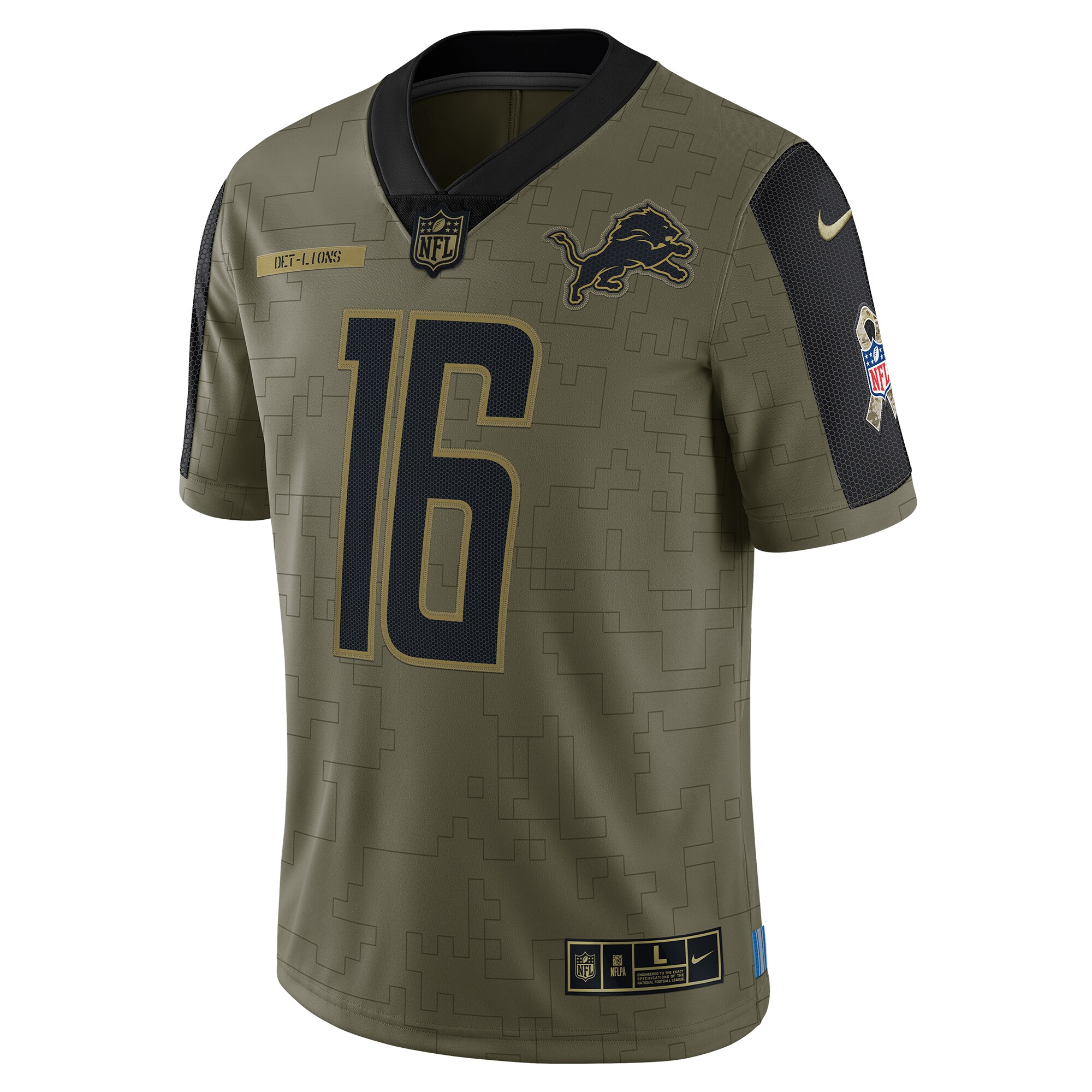 Jared Goff Detroit Lions  2021 Salute To Service Limited Player Jersey - Olive