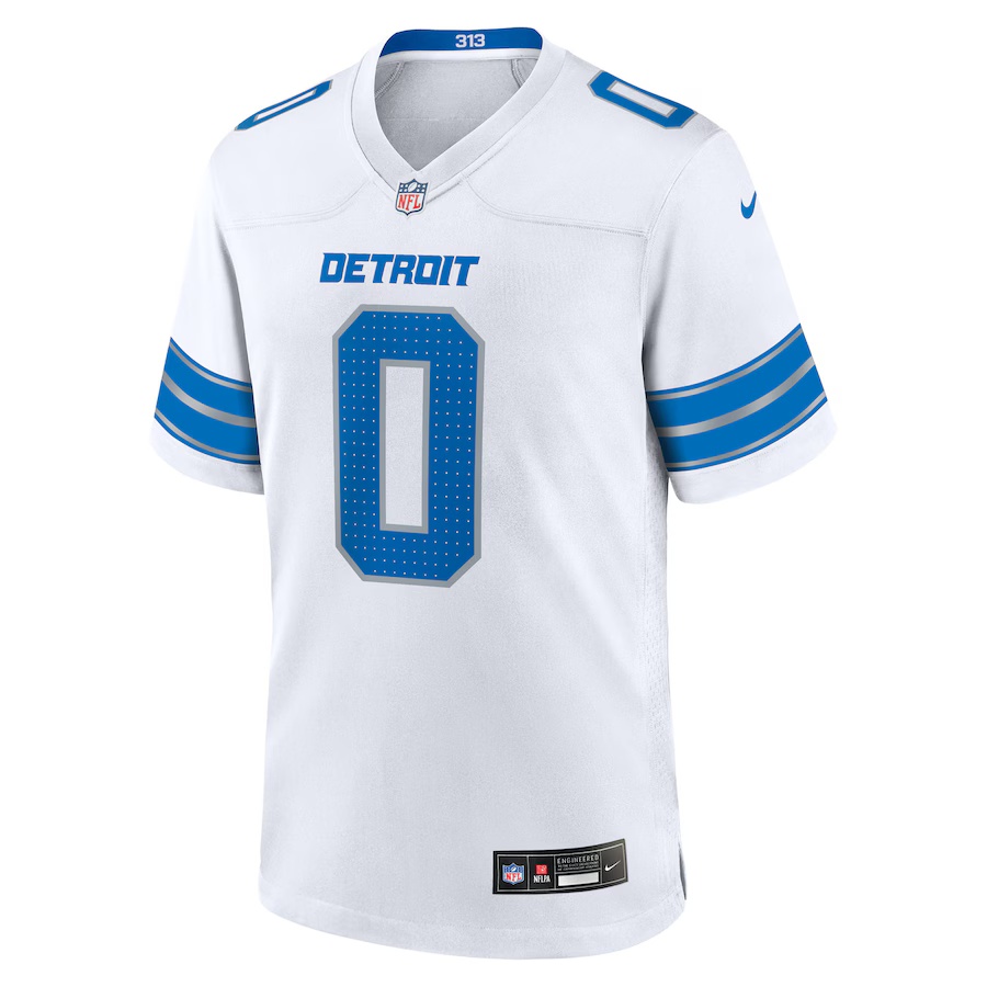 Men's Jahmyr Gibbs #0 White Detroit Lions Game Player Jersey