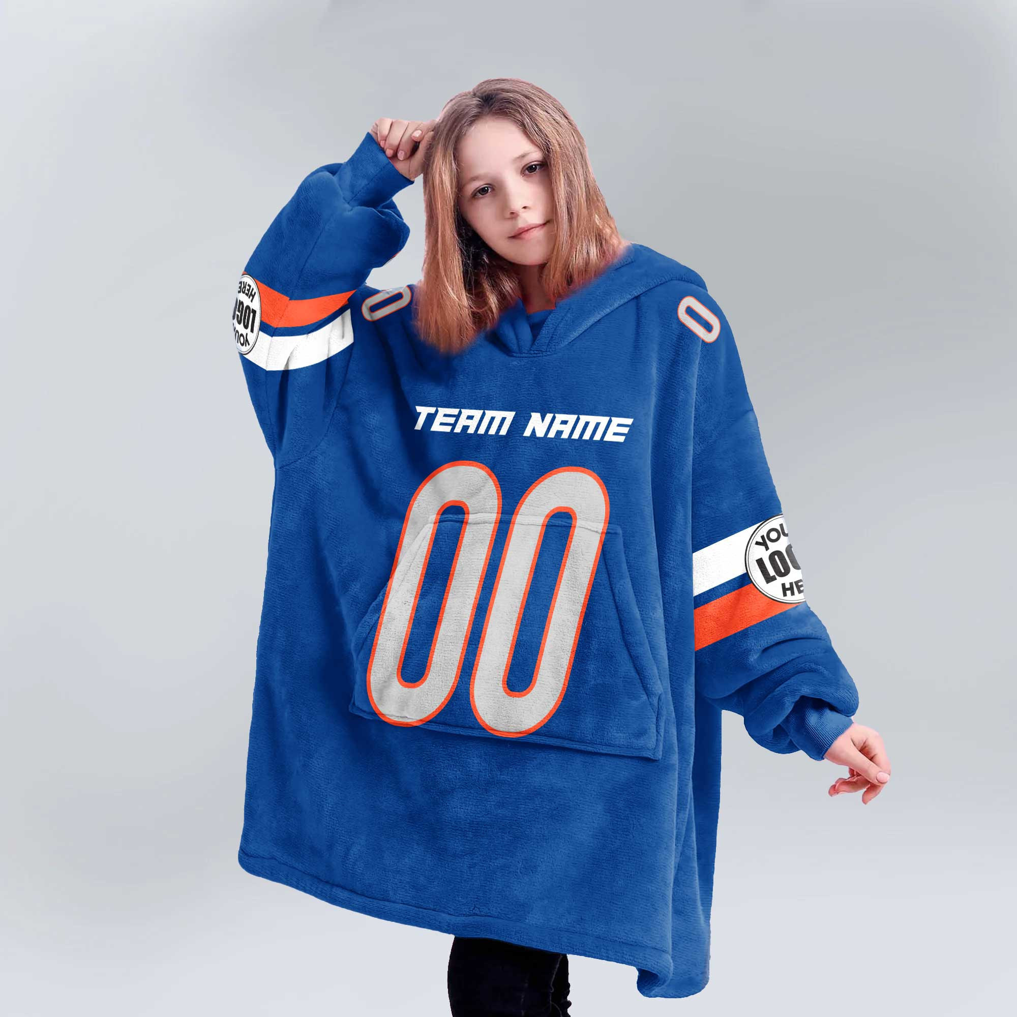 Adult Custom Blanket Hoodie Boise State Inspired Color
