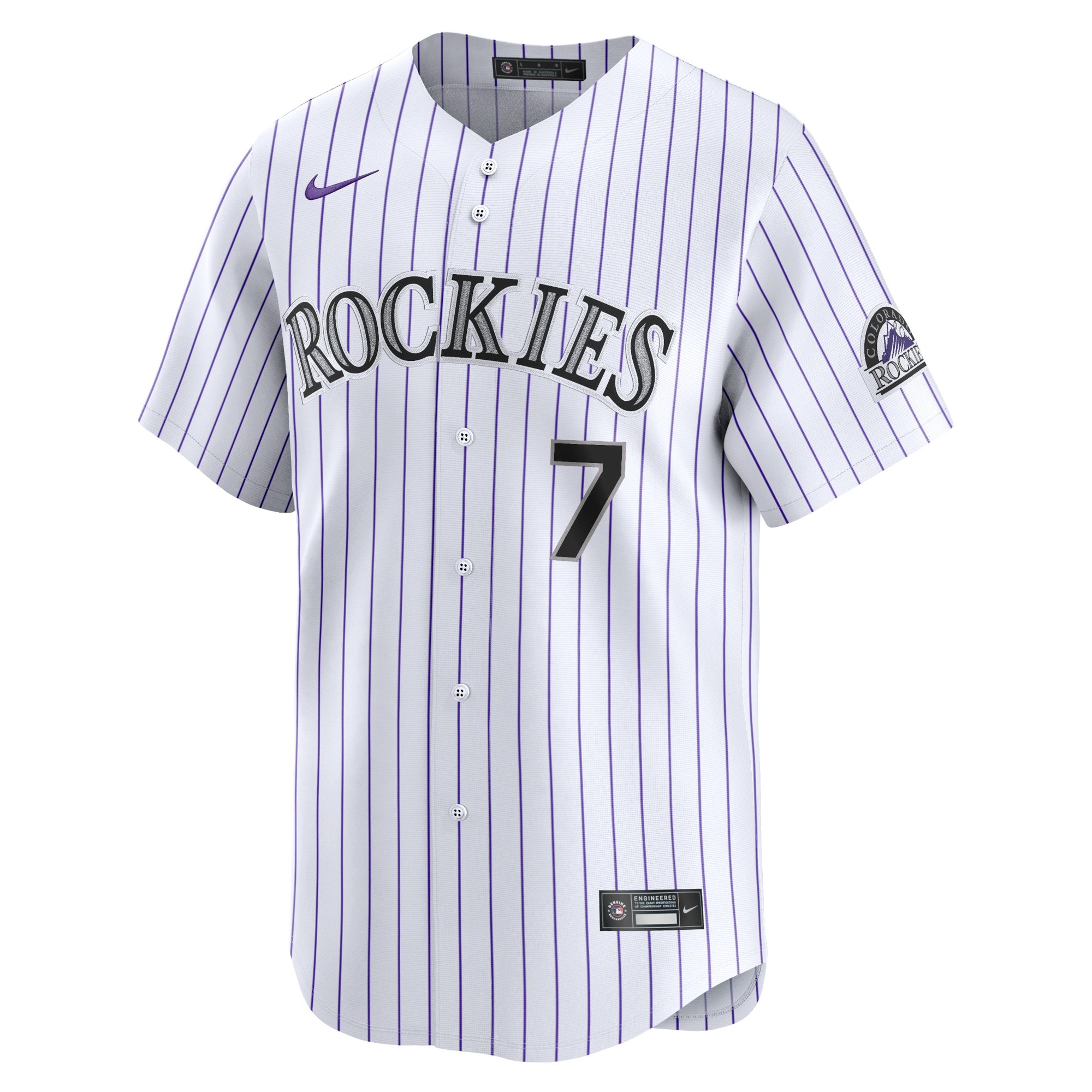 Men's Colorado Rockies Brendan Rodgers  White Home Limited Player Jersey