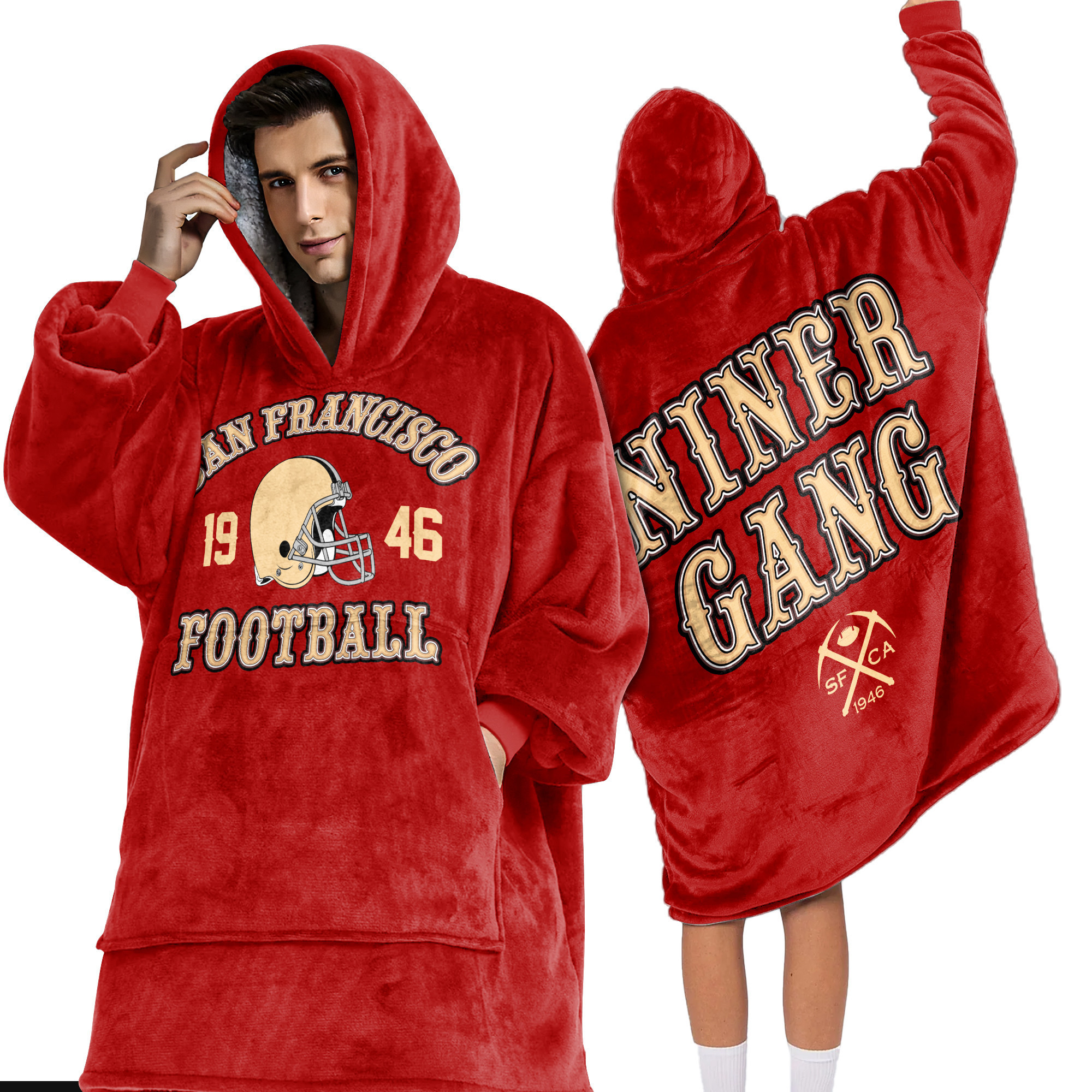 Adult San Francisco 49ers Football Unisex Blanket Hoodie