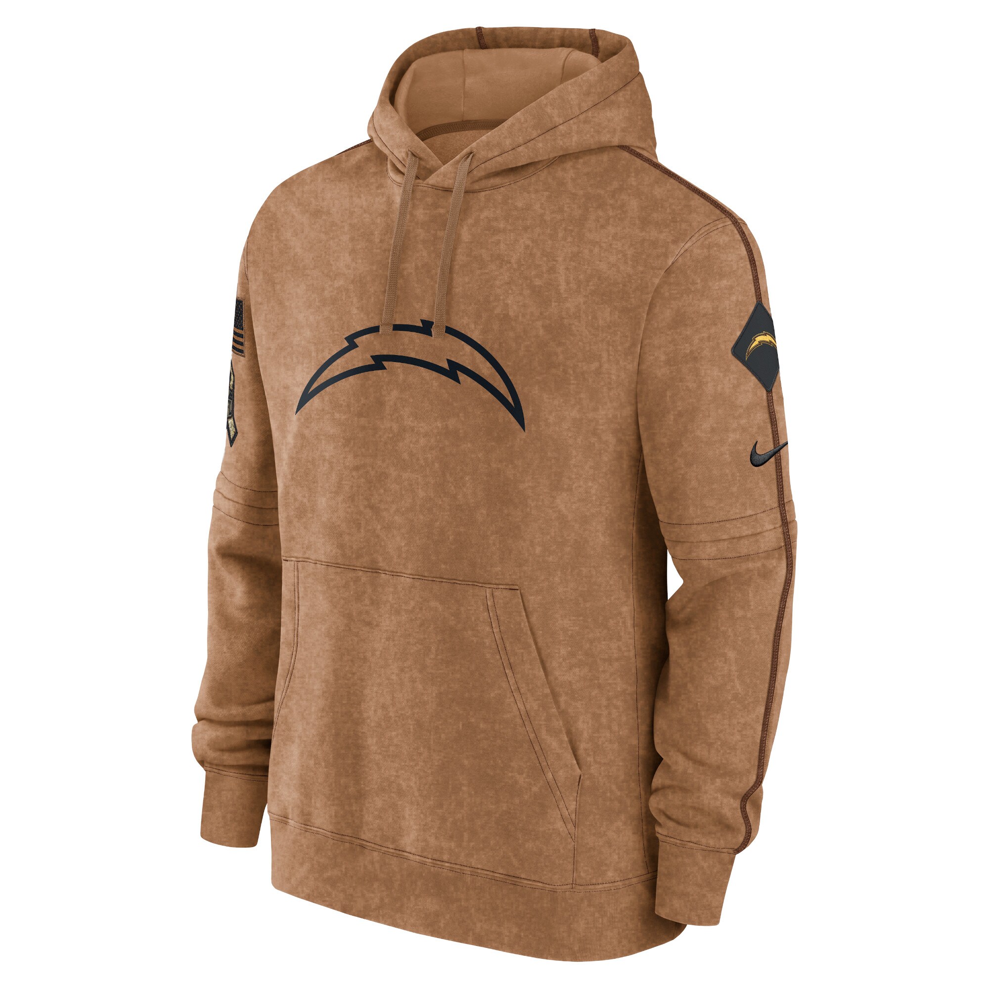Los Angeles Chargers  2023 Salute To Service Club Pullover Hoodie - Brown