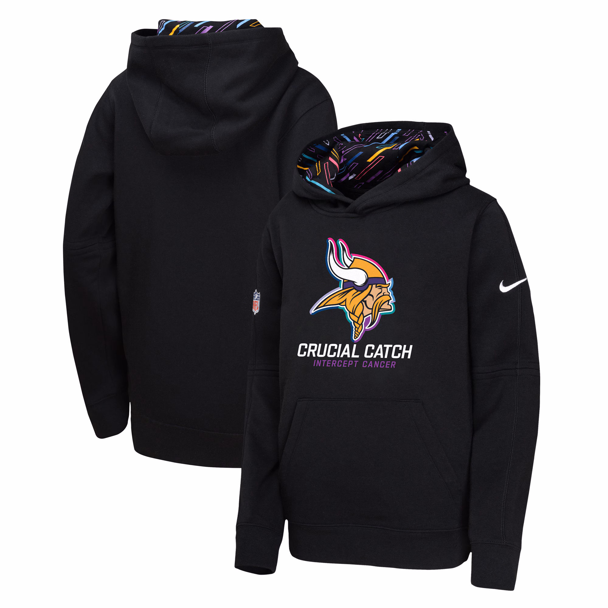 Minnesota Vikings Youth 2024 NFL Crucial Catch Pullover Hoodie - Black