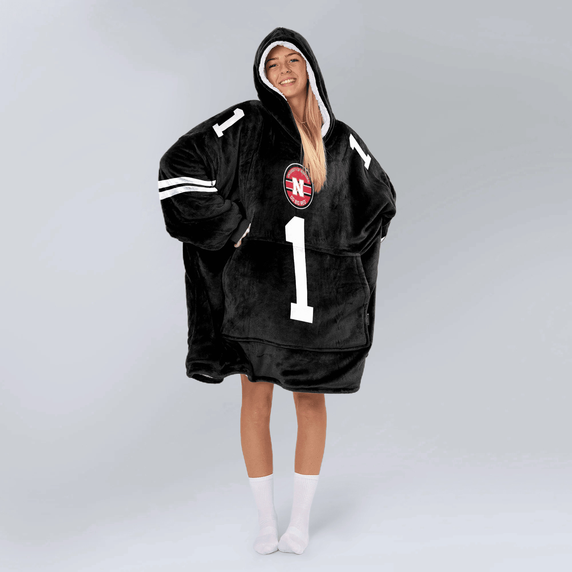 Adult 1 Nebraska Football Unisex Blanket Hoodie