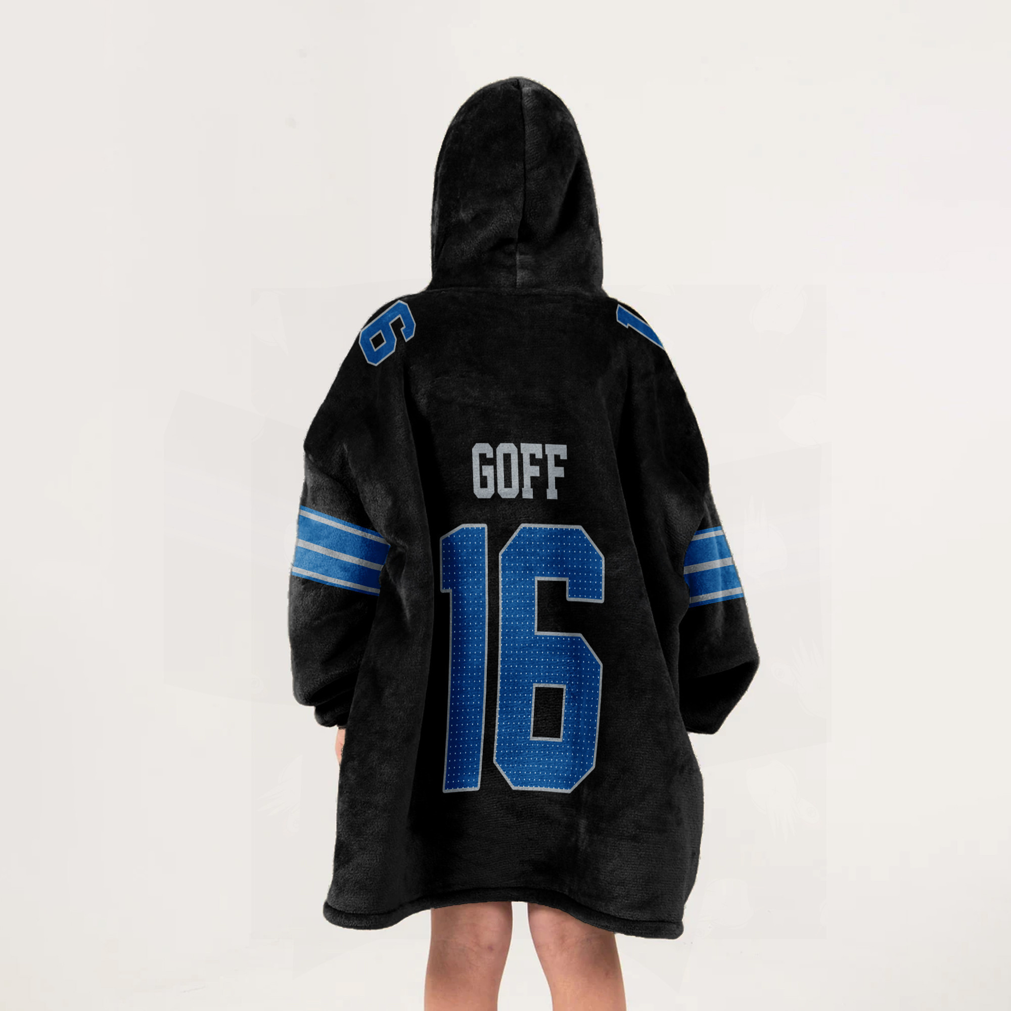 Adult JG 16 Detroit Football Unisex Blanket Hoodie