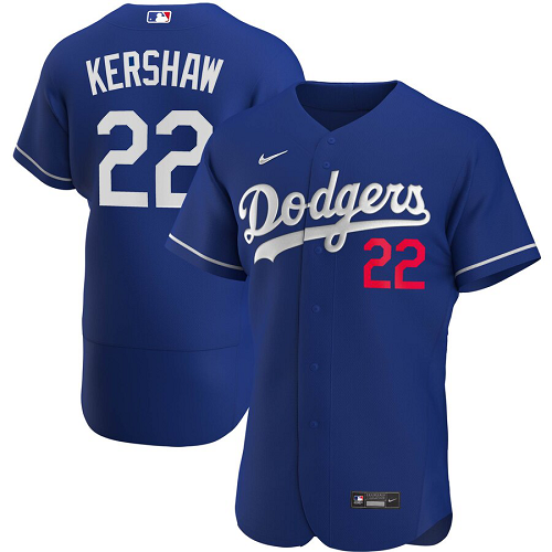 Men's  Los Angeles Dodgers #22 Clayton Kershaw Royal Alternate 2020 Player MLB Jersey