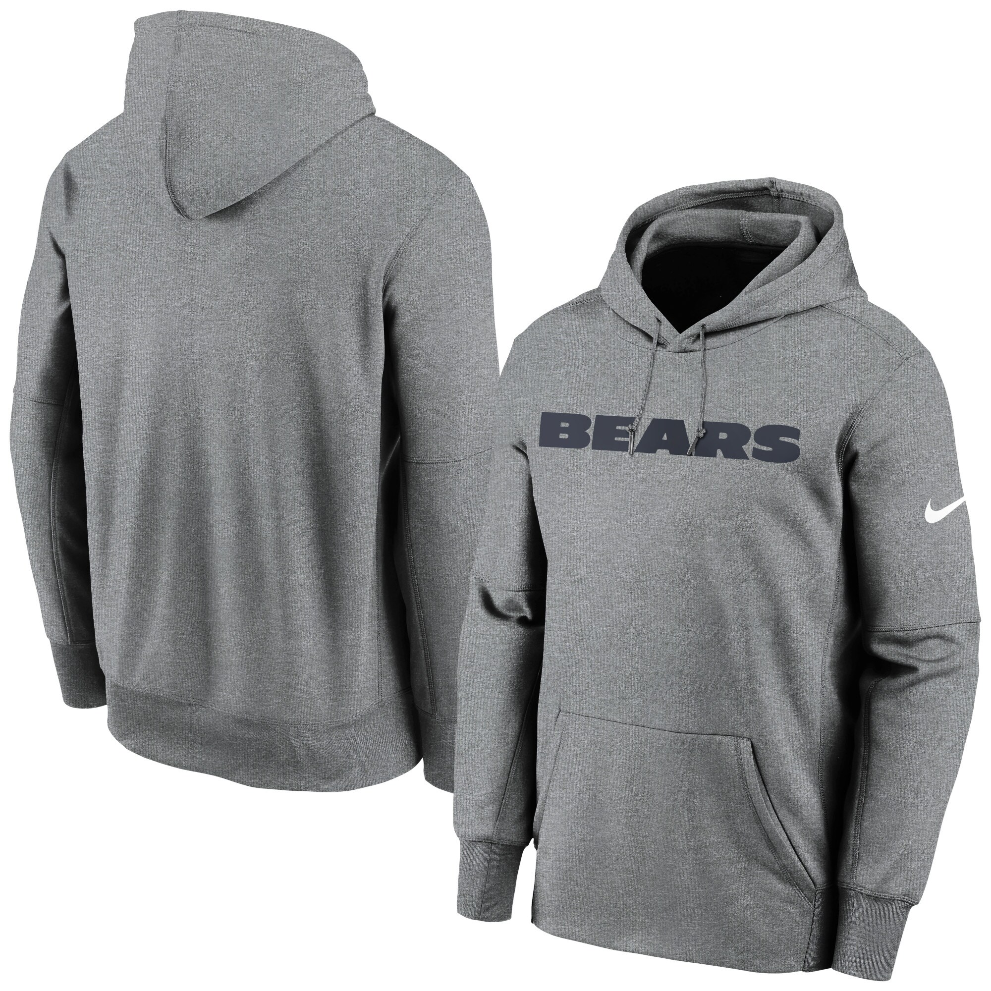 Chicago Bears Wordmark Therma Performance Pullover Hoodie - Heathered Charcoal
