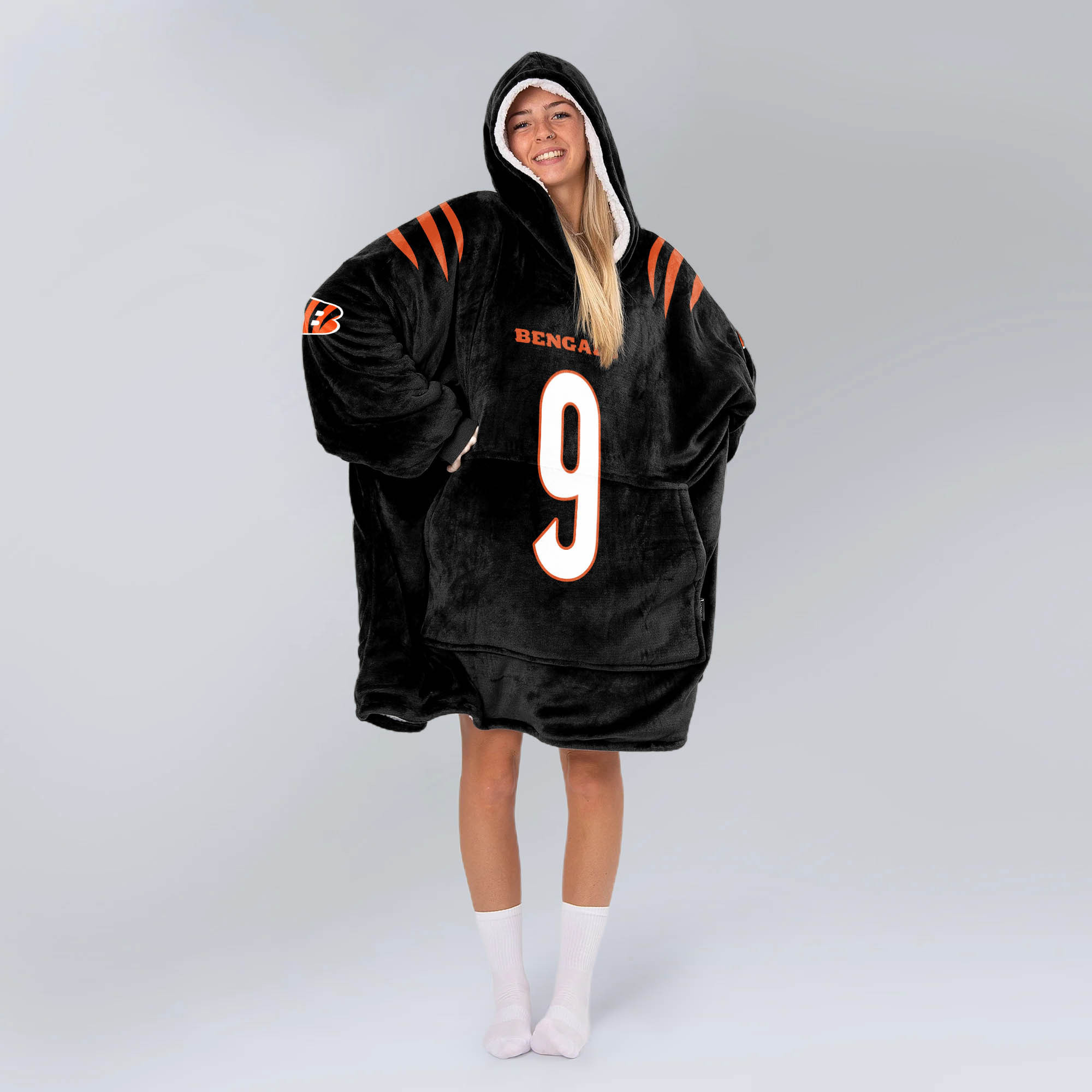 Adult J.B 9 Cincinnati Football Unisex Blanket Hoodie