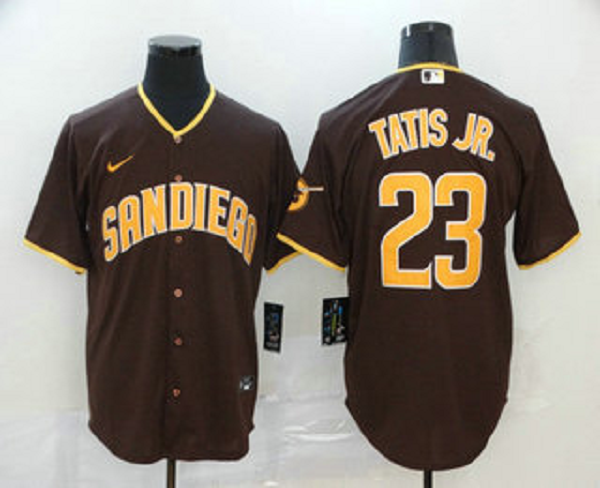 Men's San Diego Padres #23 Fernando Tatis Jr. Brown Stitched MLB Cool Base  Jersey
