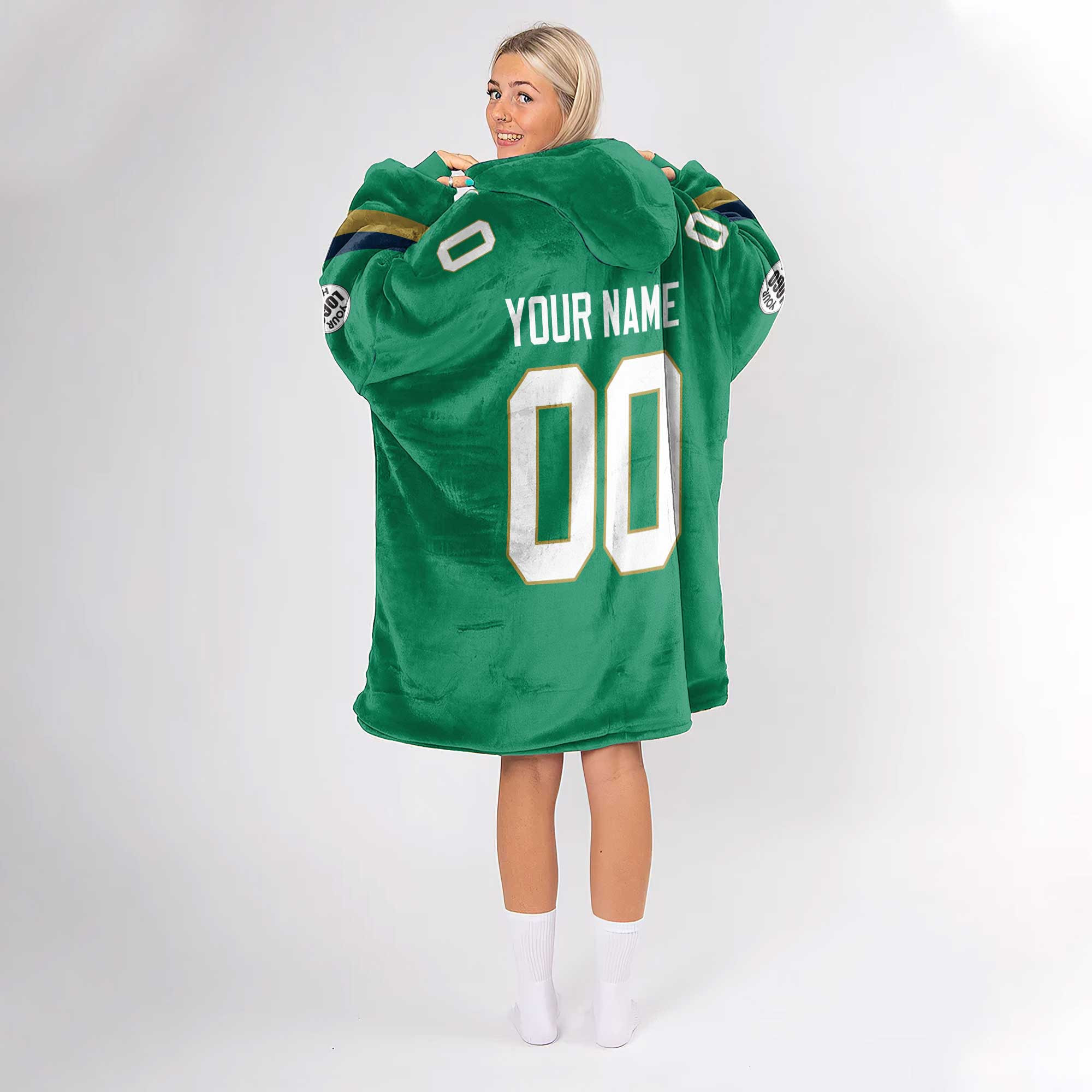 Adult Custom Blanket Hoodie Notre Dame Inspired Color