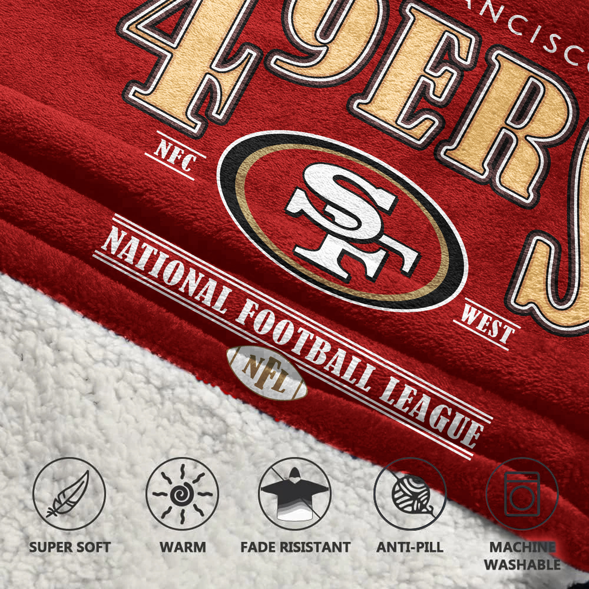 Adult San Francisco 49ers Football Unisex Blanket Hoodie