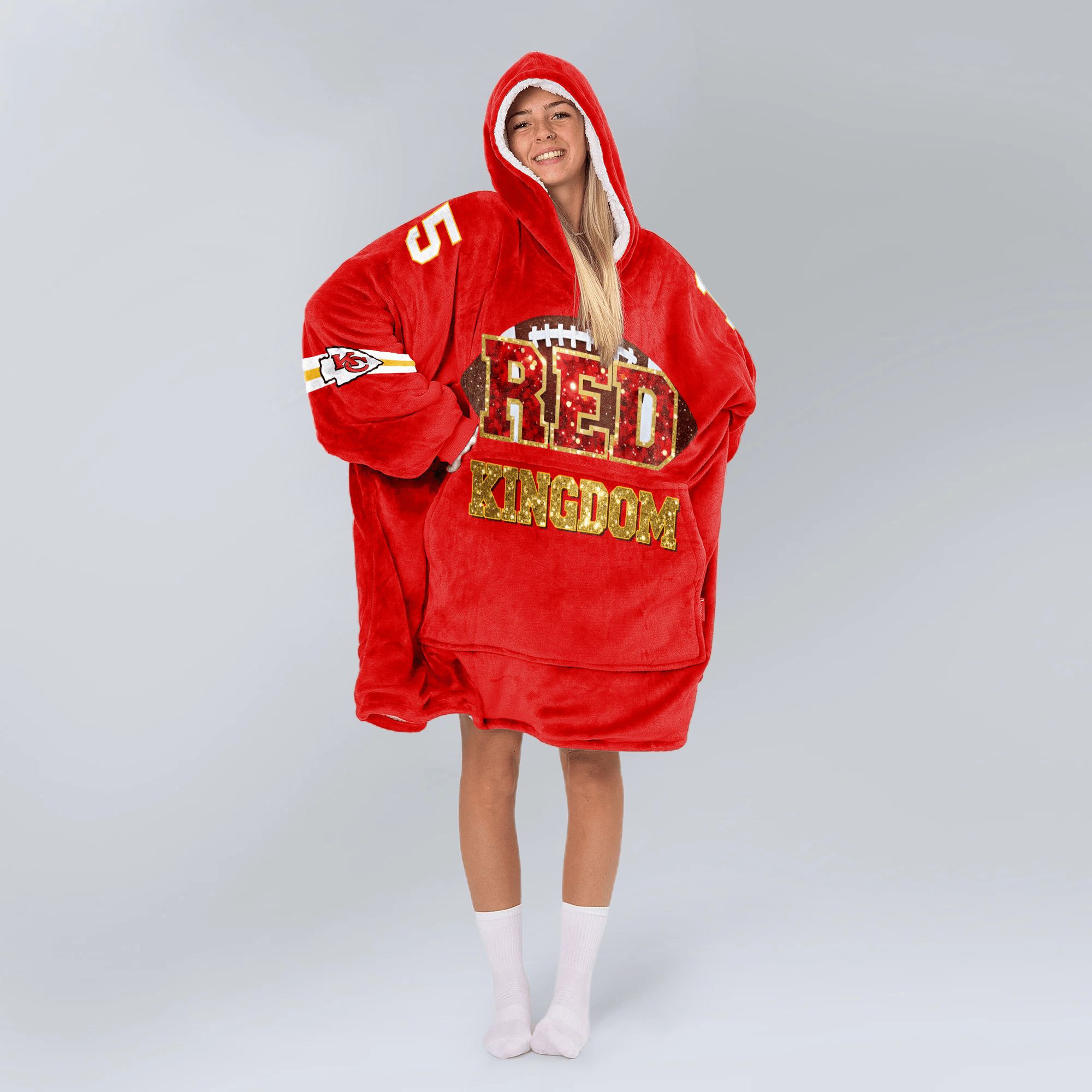 Red Kingdom Kansas City Football Unisex Blanket Hoodie