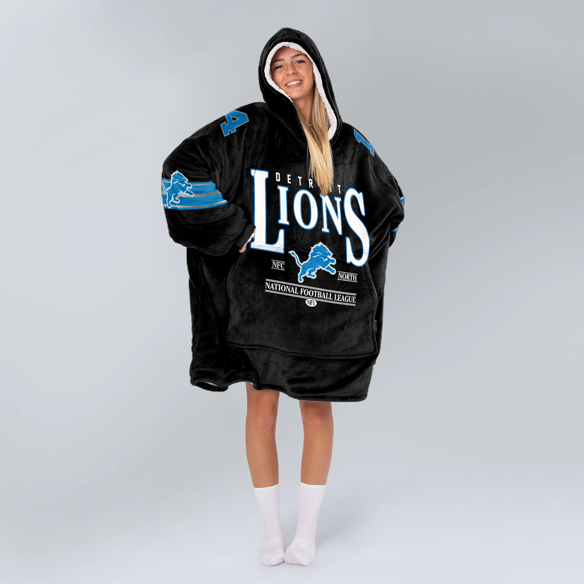 Adult 14 Detroit Lions Football Unisex Blanket Hoodie