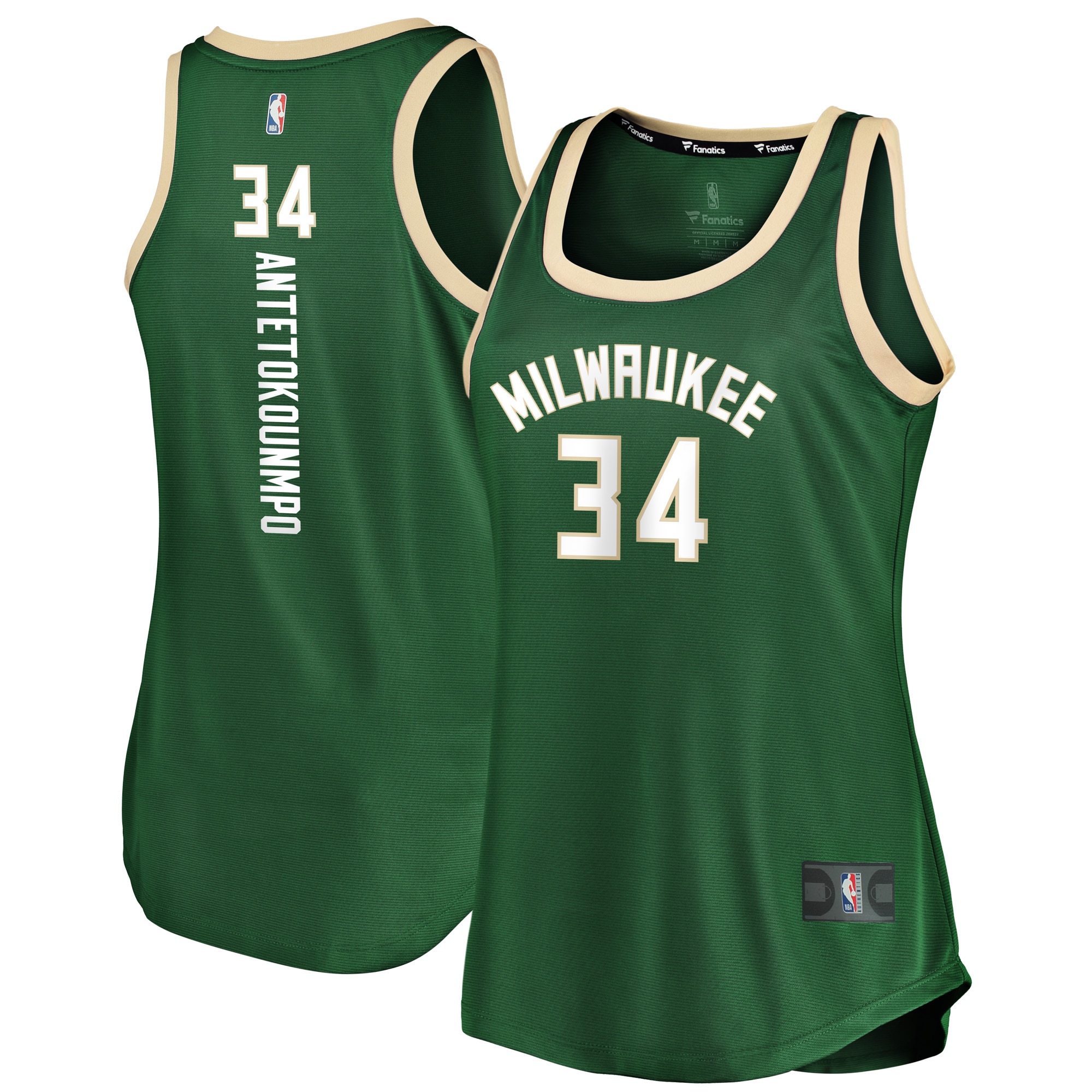 Giannis Antetokounmpo Milwaukee Bucks  Women's Fast Break Tank Jersey - Icon Edition - Hunter Green