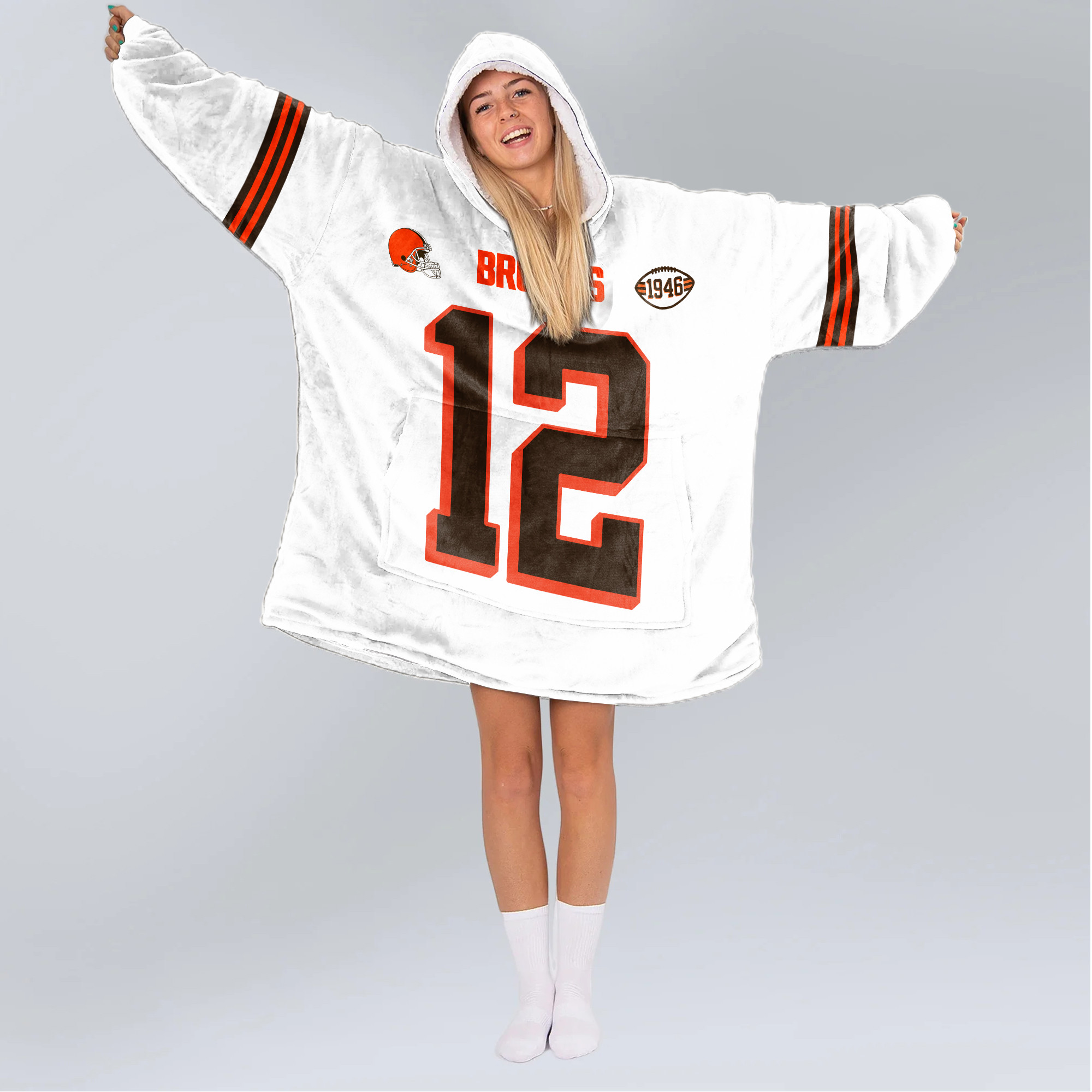 Adult S.S 12 Cleveland Football Unisex Blanket Hoodie
