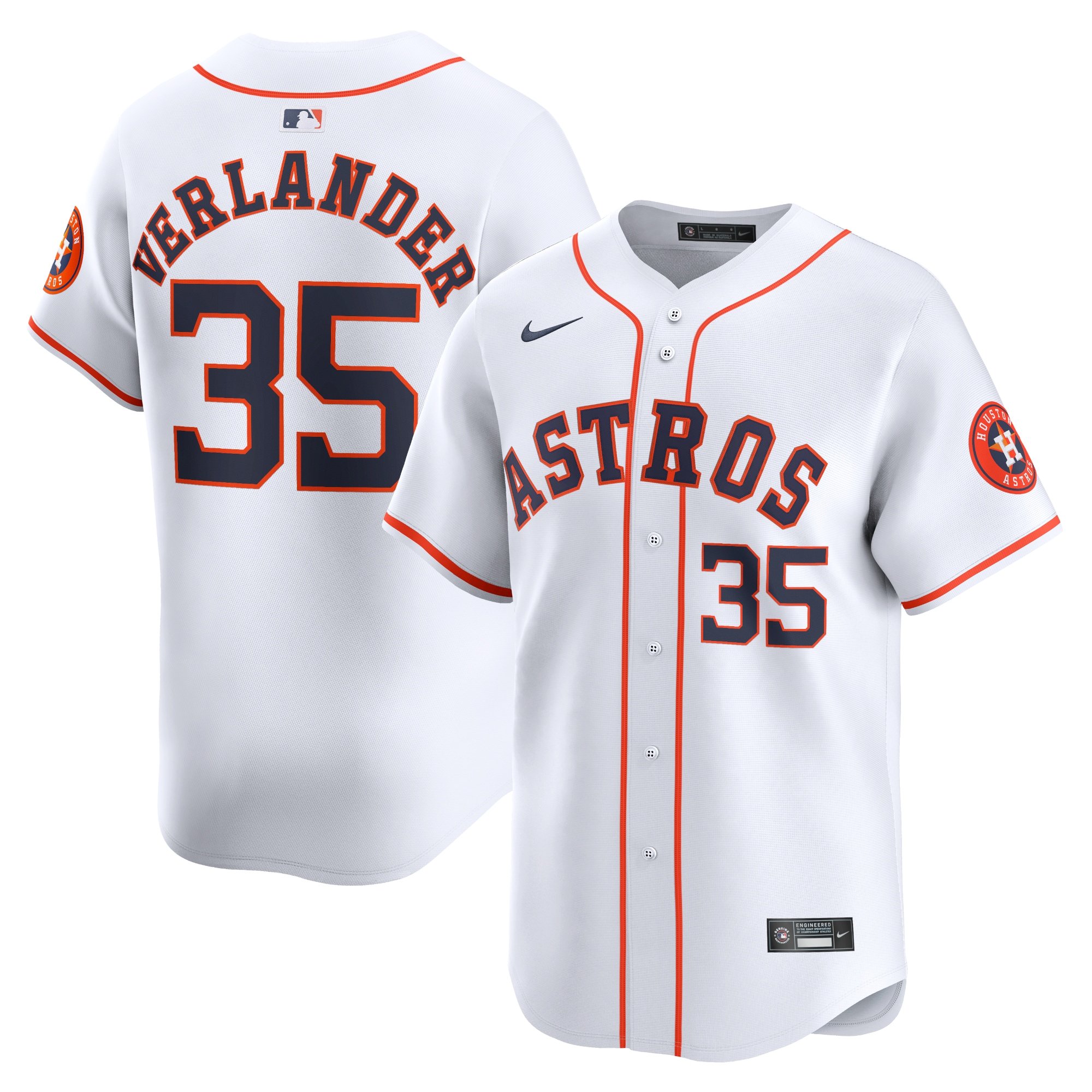 Men's Houston Astros Justin Verlander  White Home Limited Player Jersey