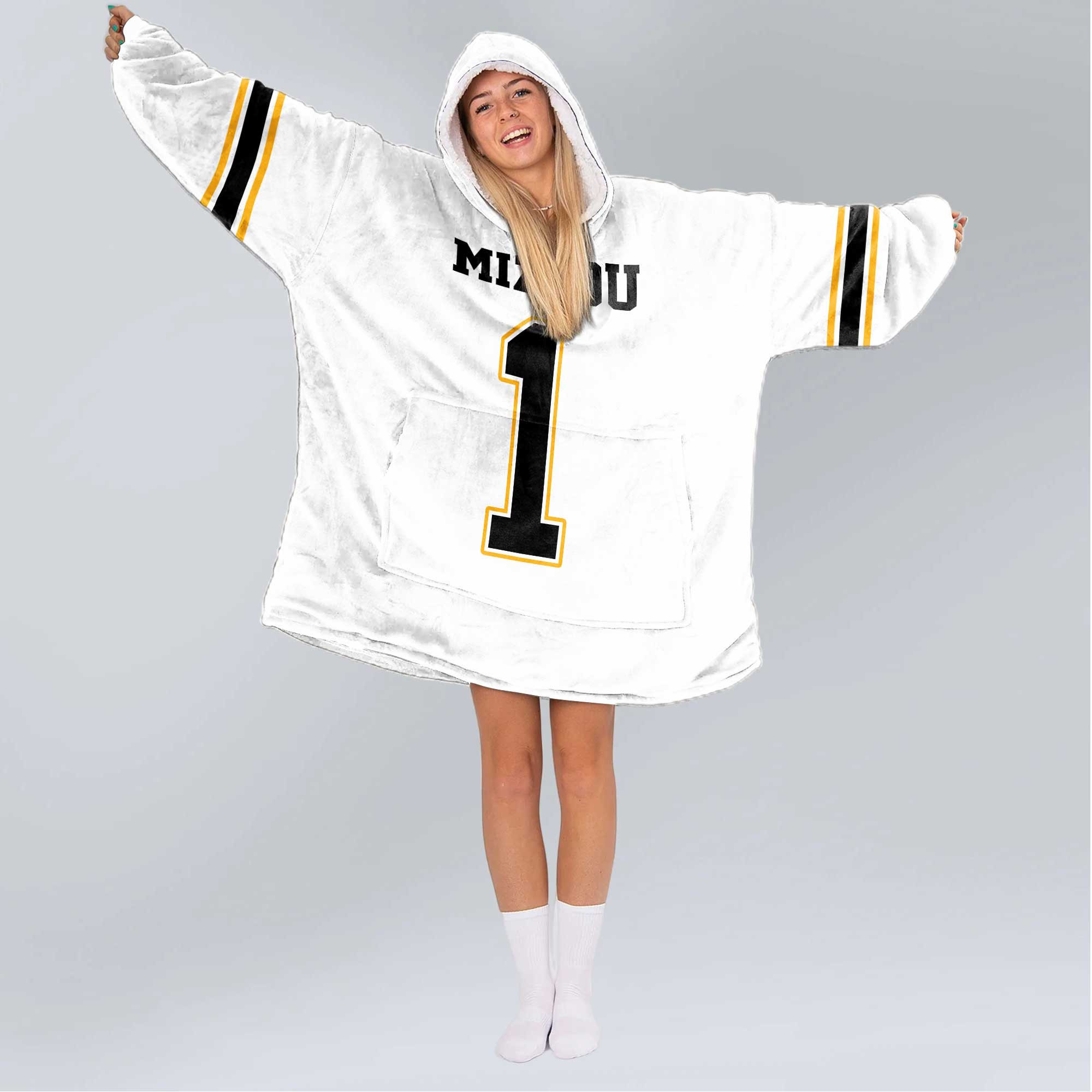 Adult 1 Missouri Football Unisex Blanket Hoodie