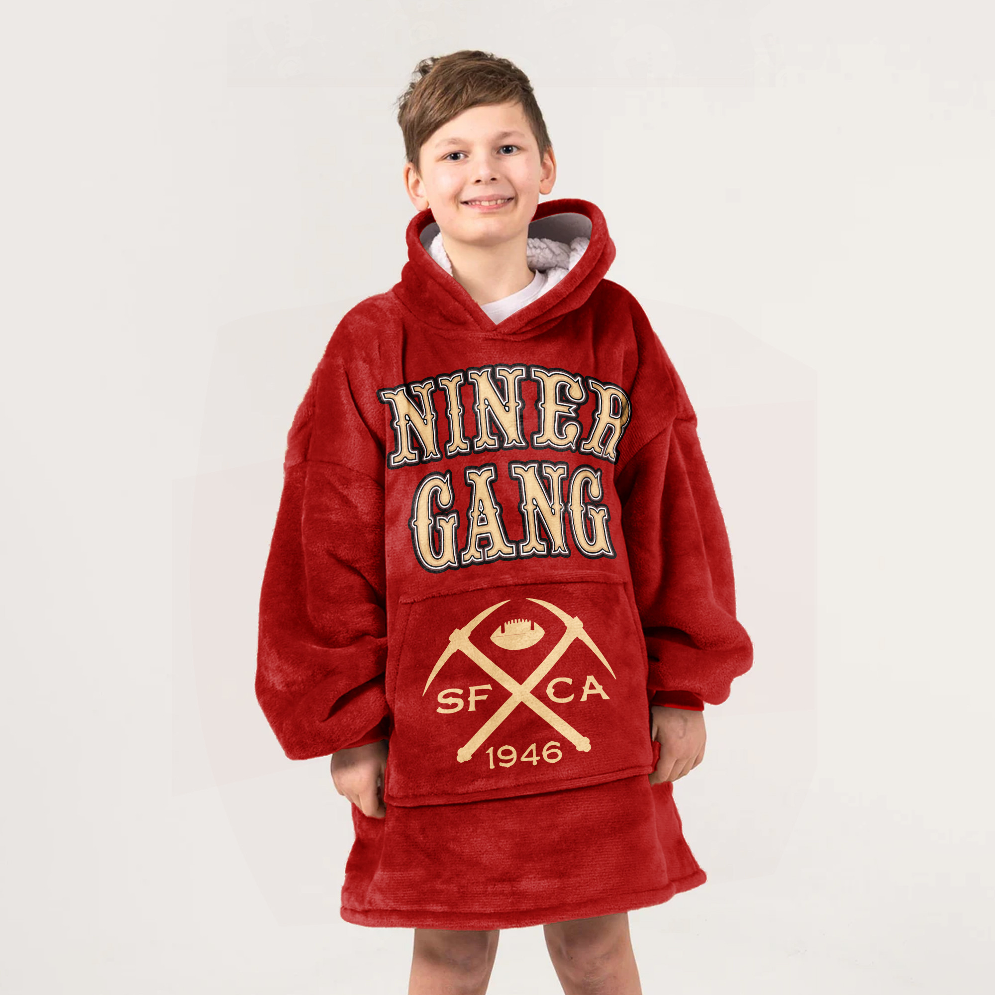 Adult Niner Football Unisex Blanket Hoodie