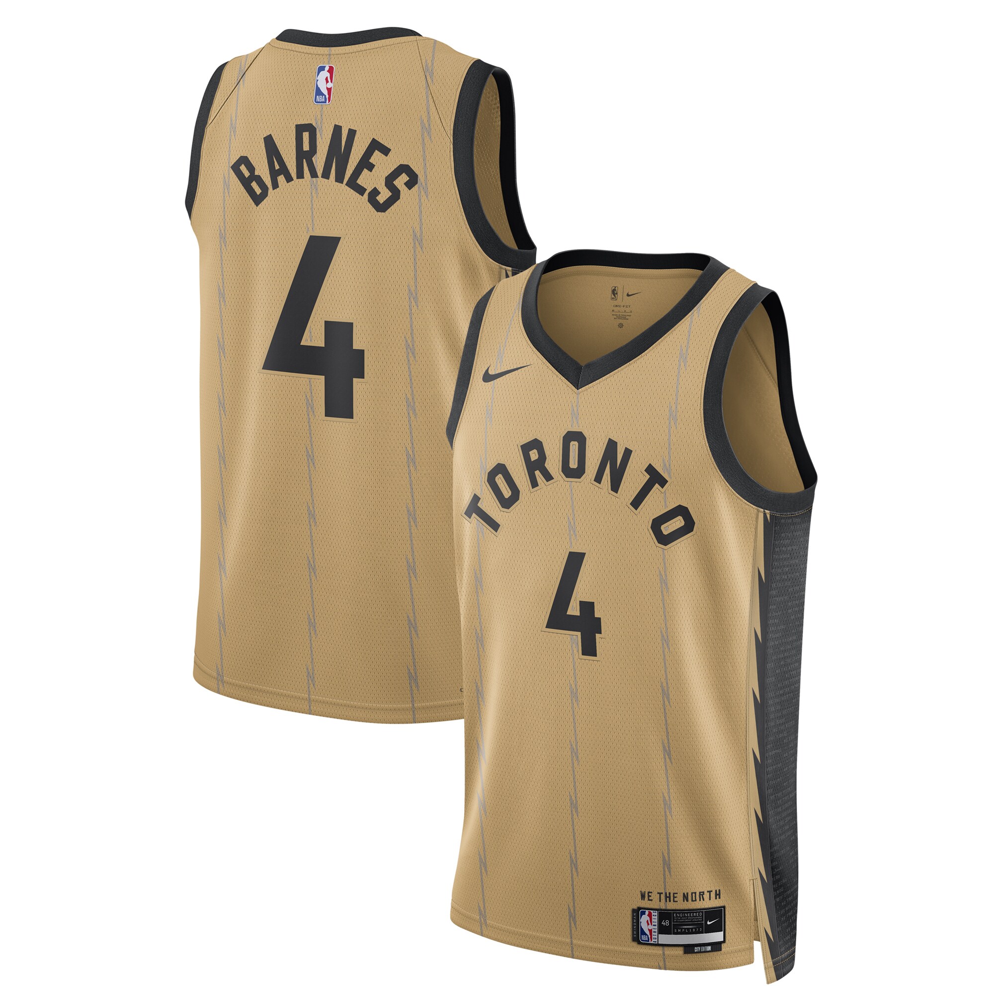Unisex Toronto Raptors Scottie Barnes  Gold 2023/24 Swingman Jersey - City Edition
