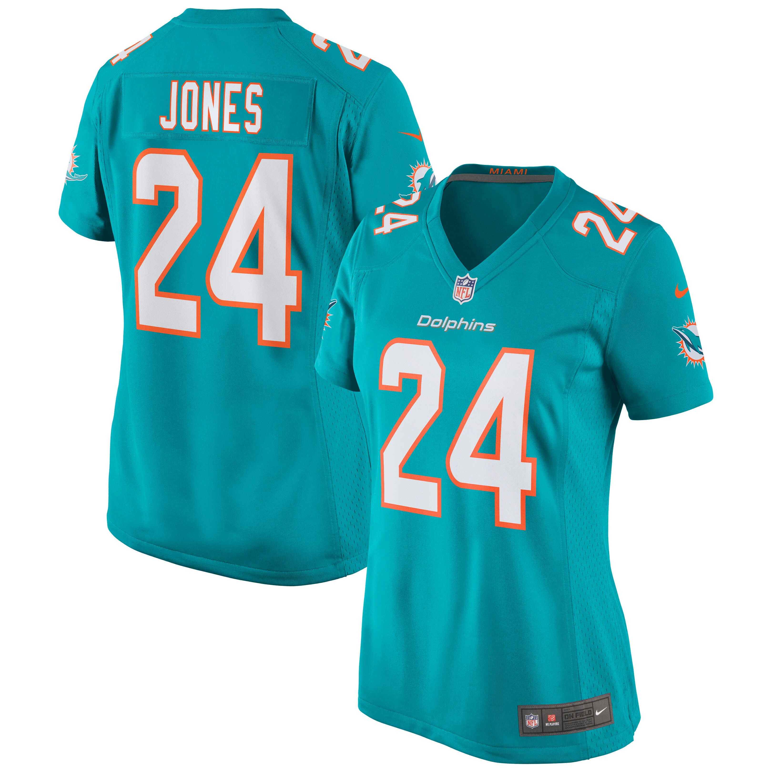 Byron Jones Miami Dolphins  Women's Game Jersey - Aqua