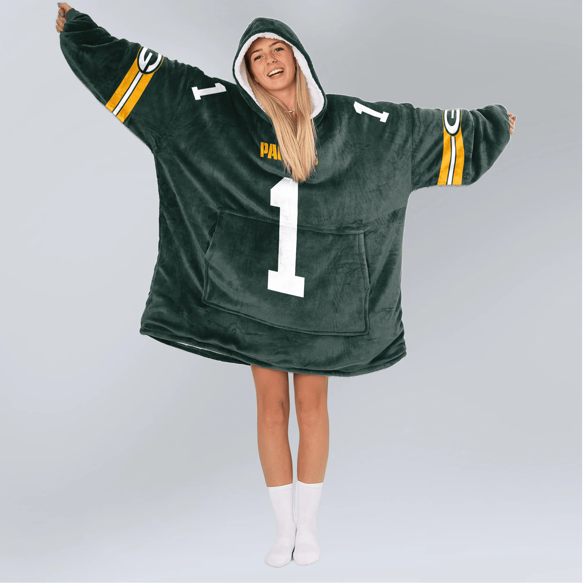 Adult M.P 1 Green Bay Football Unisex Blanket Hoodie