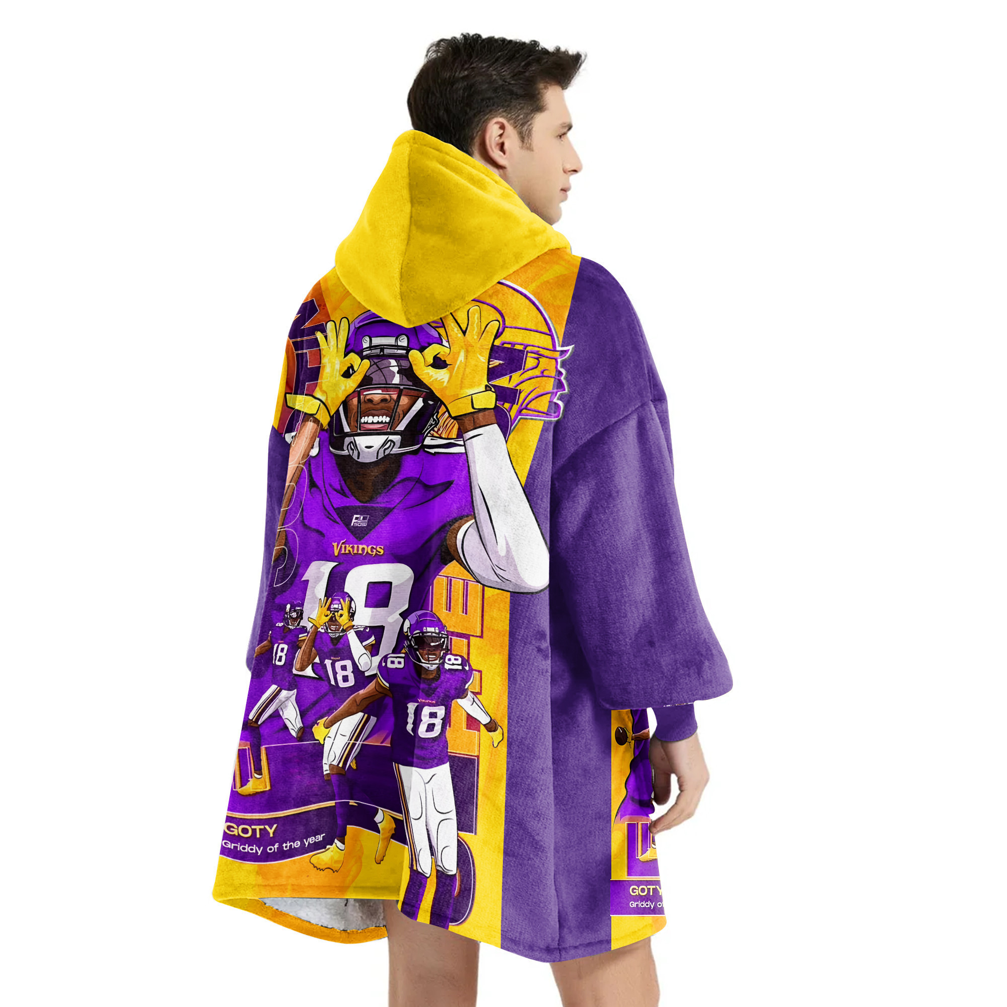 Adult JJ 18 Minnesota Football Unisex Blanket Hoodie