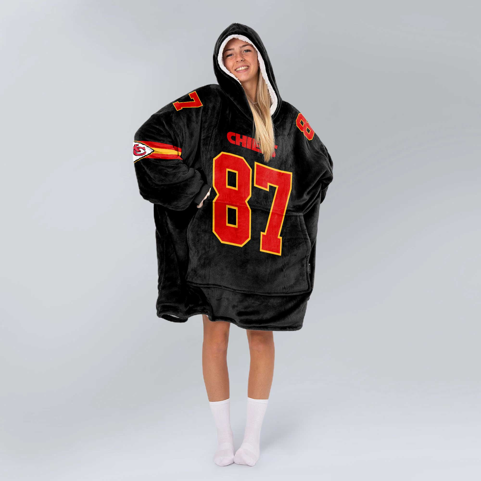 Adult 87 Kansas City Football Unisex Blanket Hoodie
