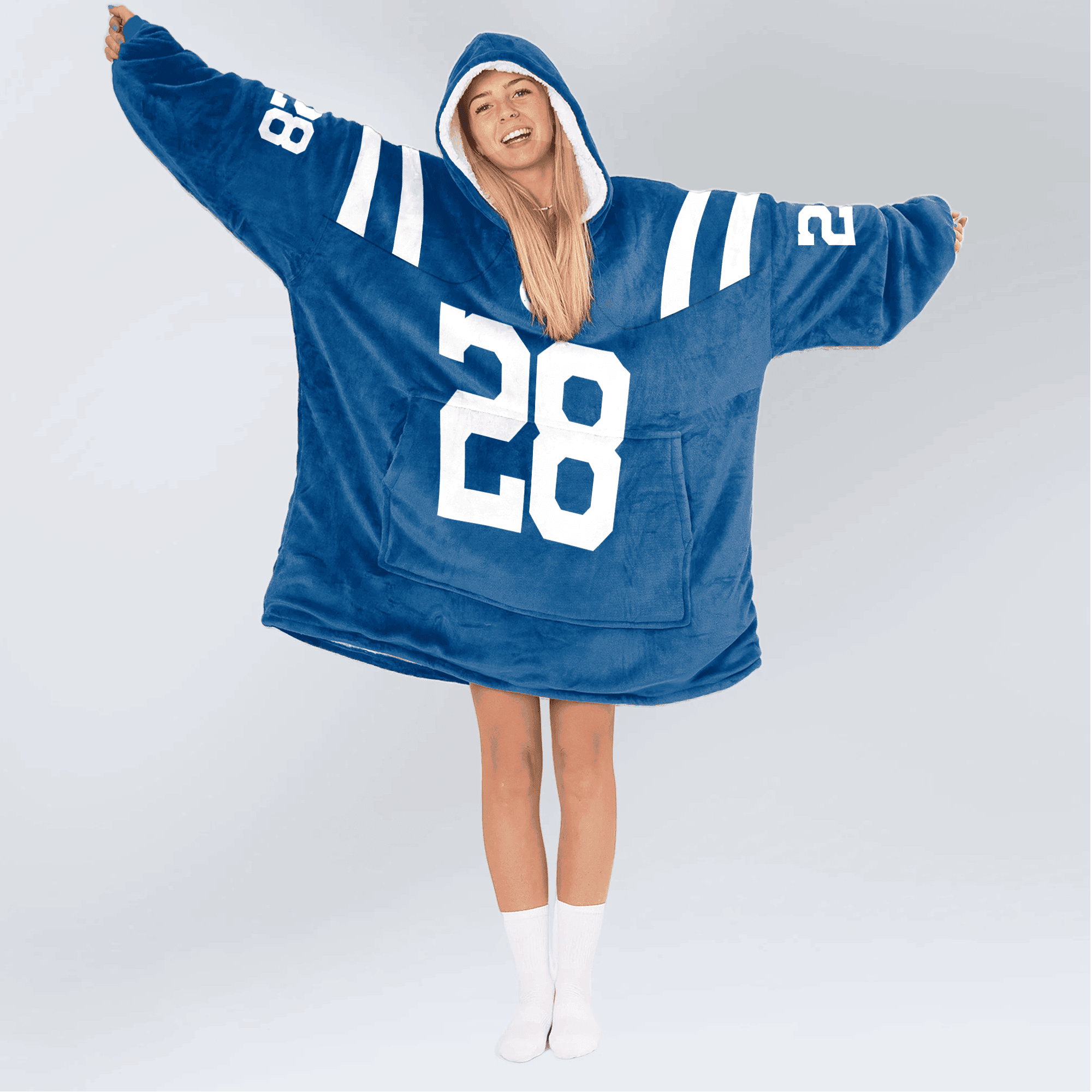 Adult 28 Indianapolis Football Unisex Blanket Hoodie