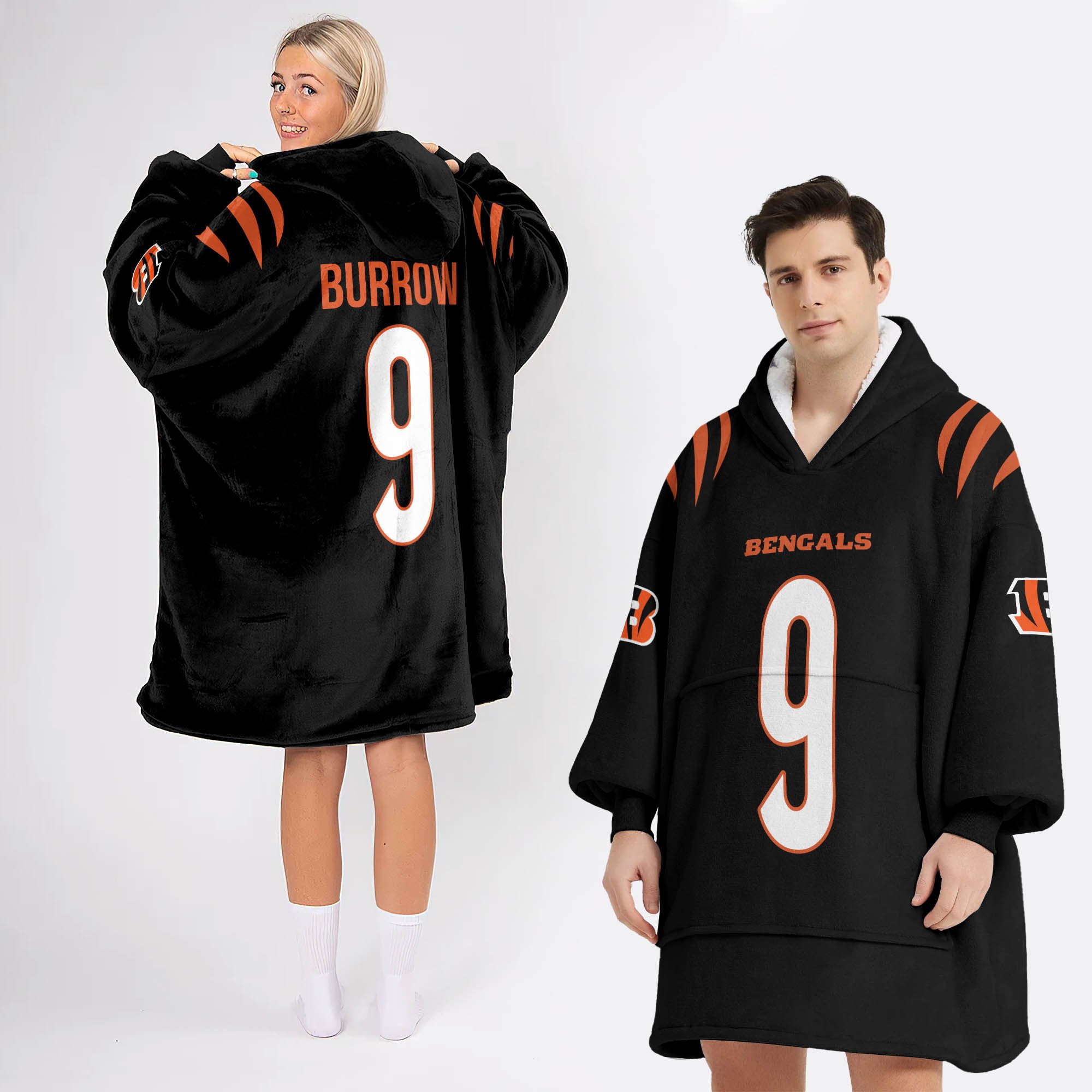 Adult J.B 9 Cincinnati Football Unisex Blanket Hoodie