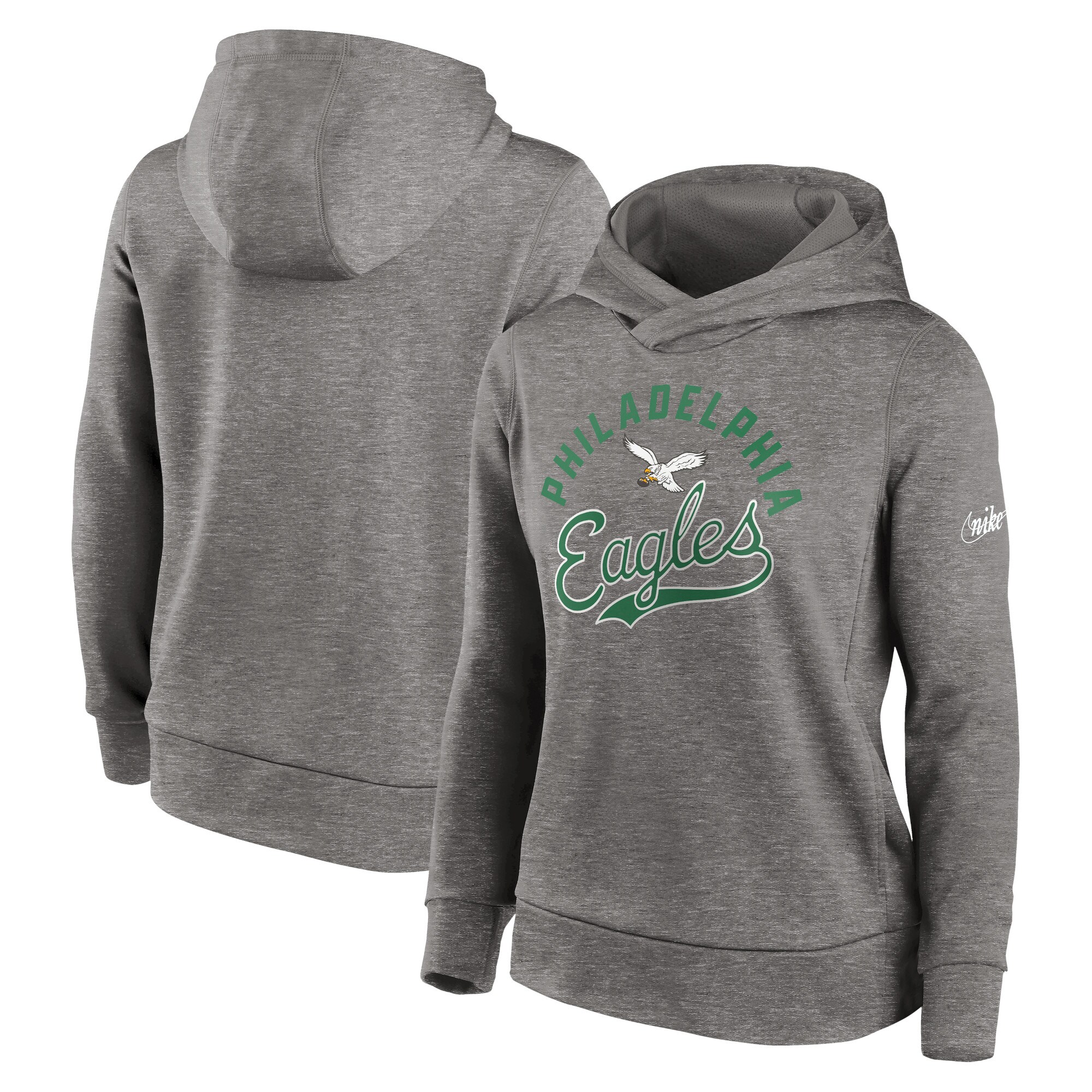 Philadelphia Eagles Women's Stretch Run Fleece Pullover Hoodie - Heather Charcoal