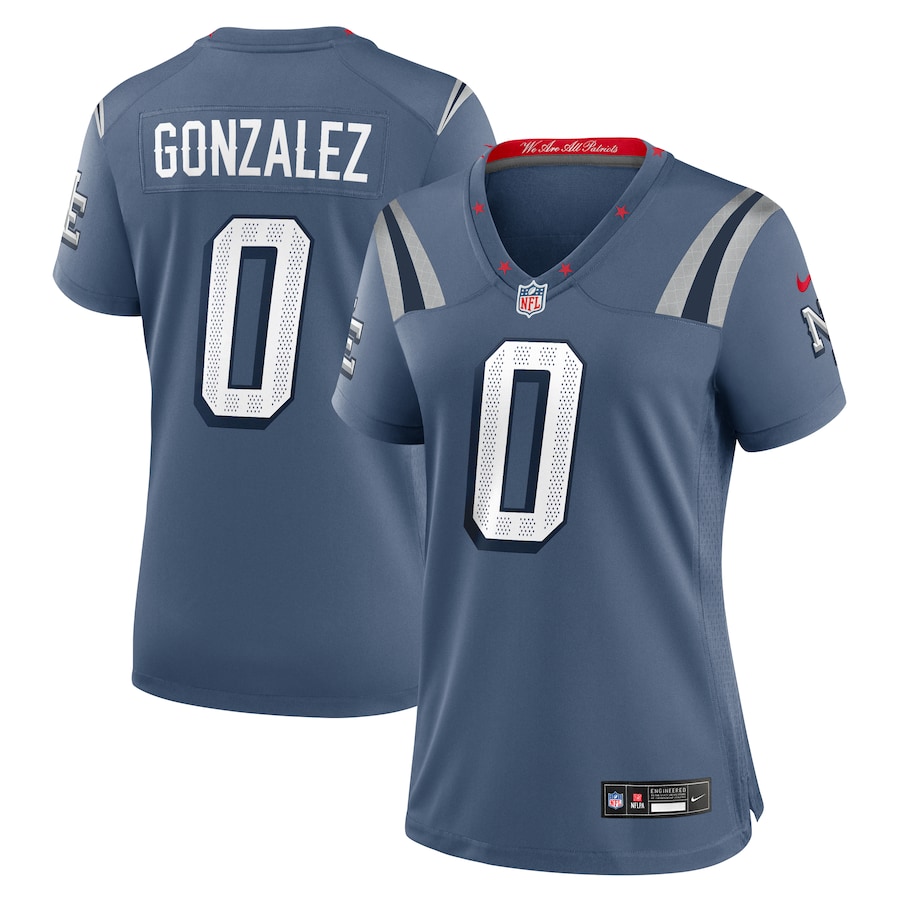 Christian Gonzalez #0 New England Patriots Women's 2025 Rivalries Collection Game Jersey - Storm Blue